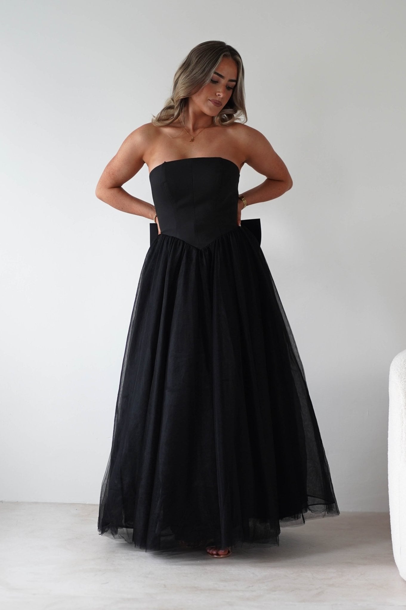 Jasalina Tulle Gown With Bow | Black | Oh Hello Clothing | XS (6)