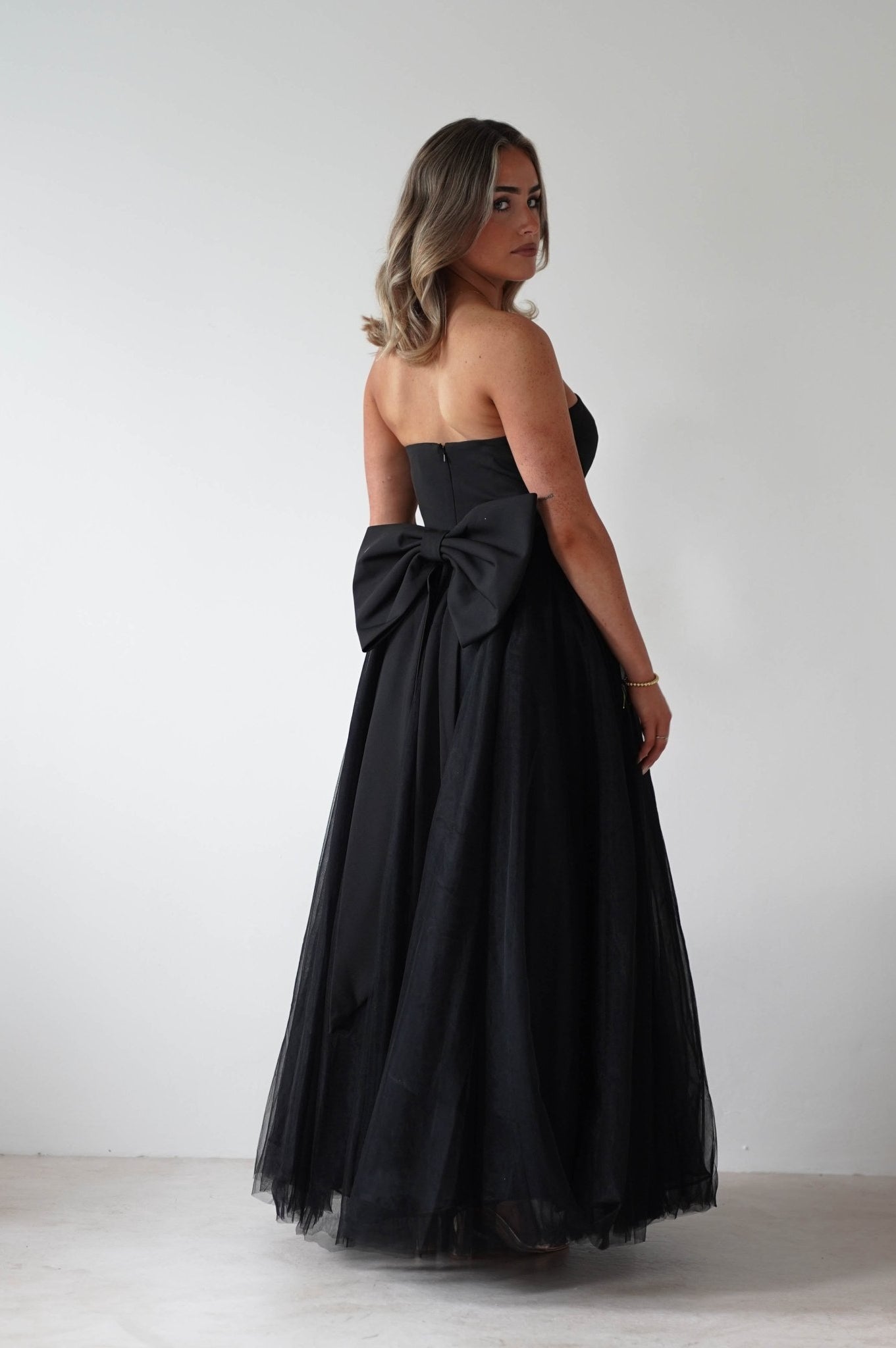 Jasalina Tulle Gown With Bow | Black | Oh Hello Clothing | XS (6)