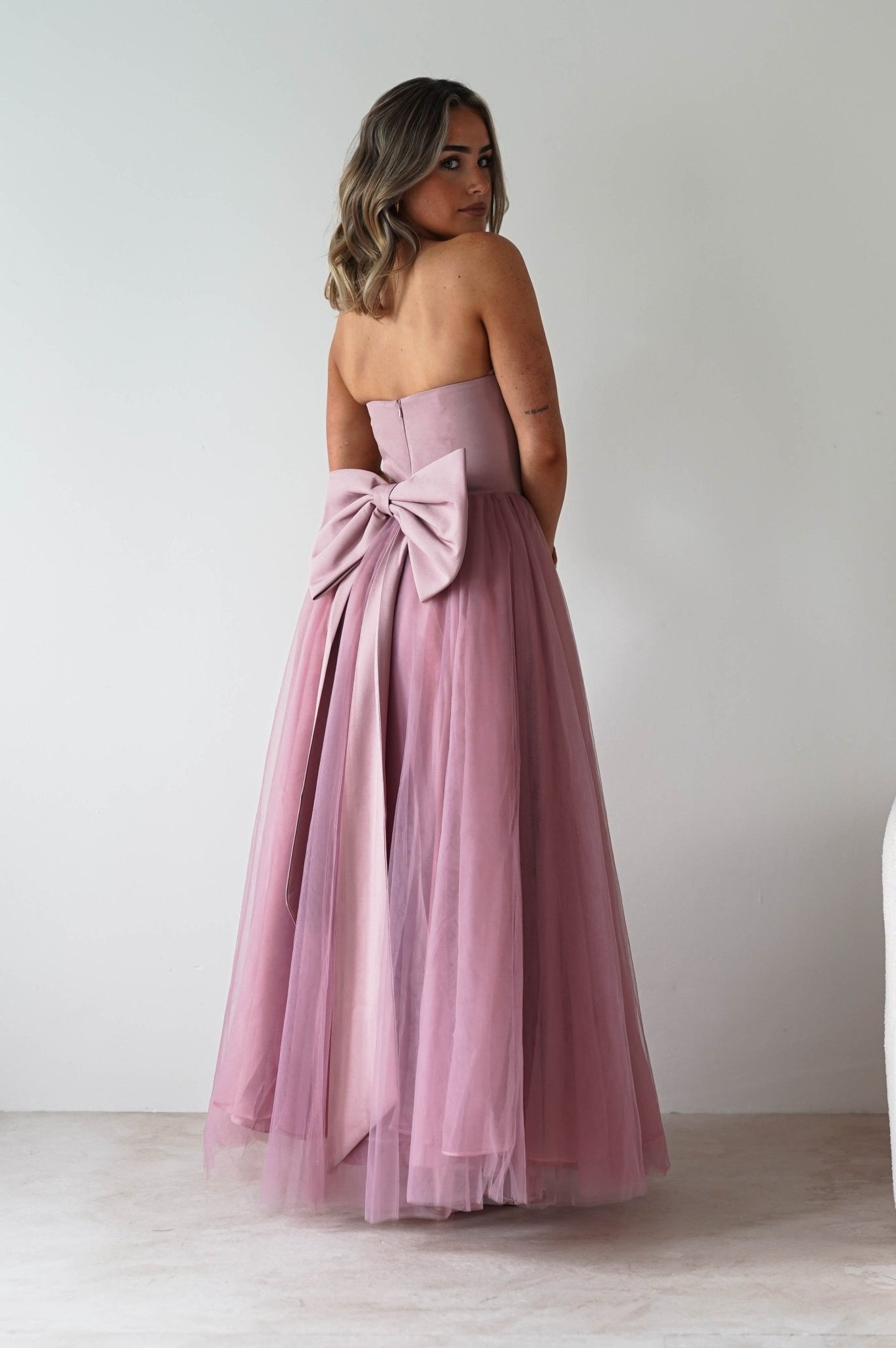 Jasalina Tulle Gown With Bow | Blush Pink | Oh Hello Clothing | XS (6)