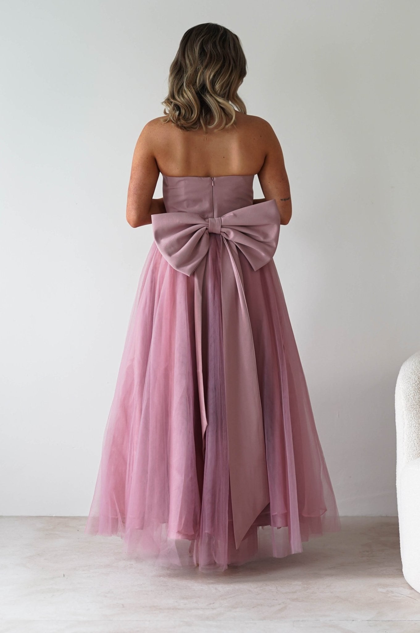 Jasalina Tulle Gown With Bow | Blush Pink | Oh Hello Clothing | XS (6)