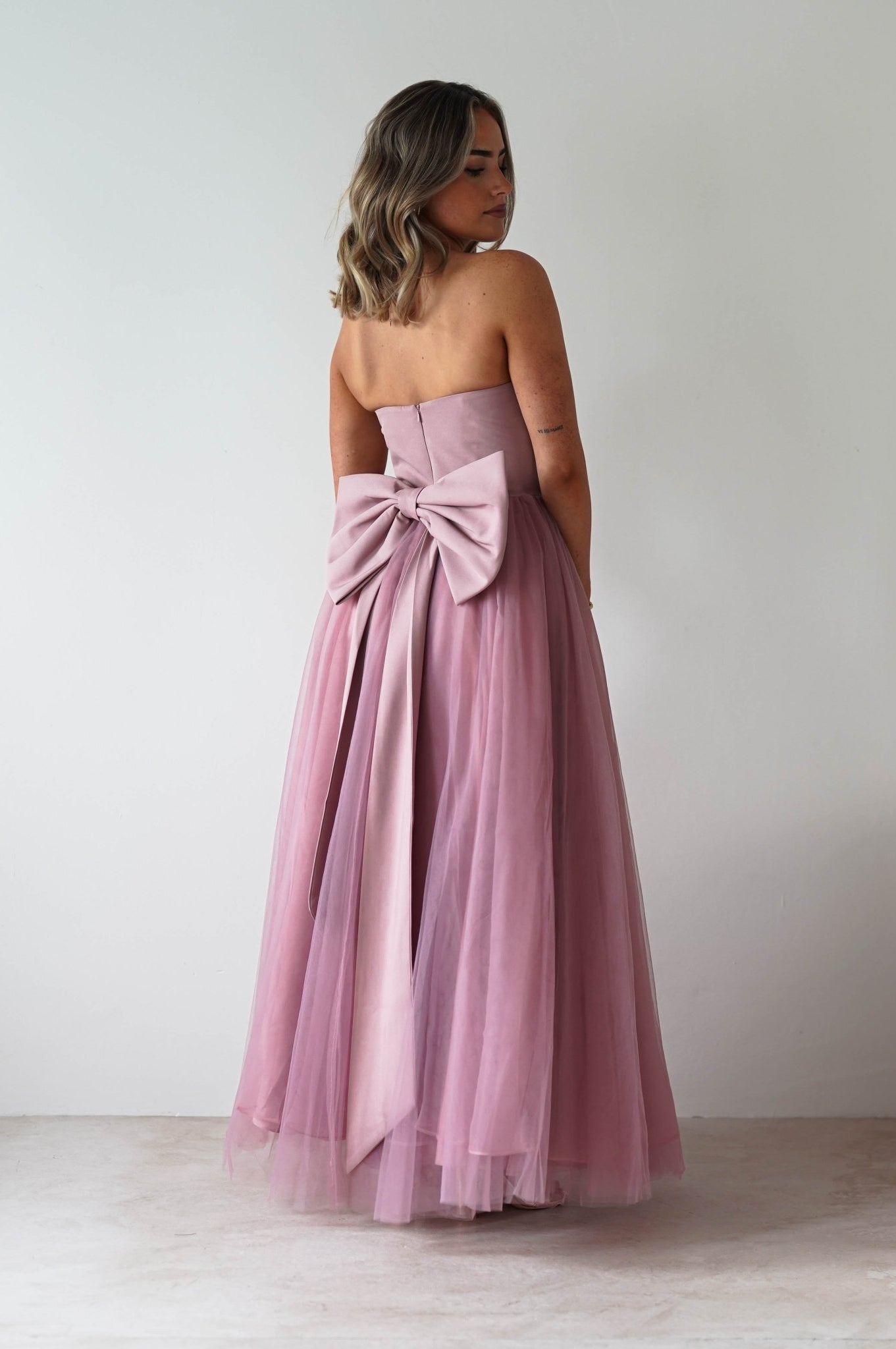 Jasalina Tulle Gown With Bow | Blush Pink | Oh Hello Clothing | XS (6)