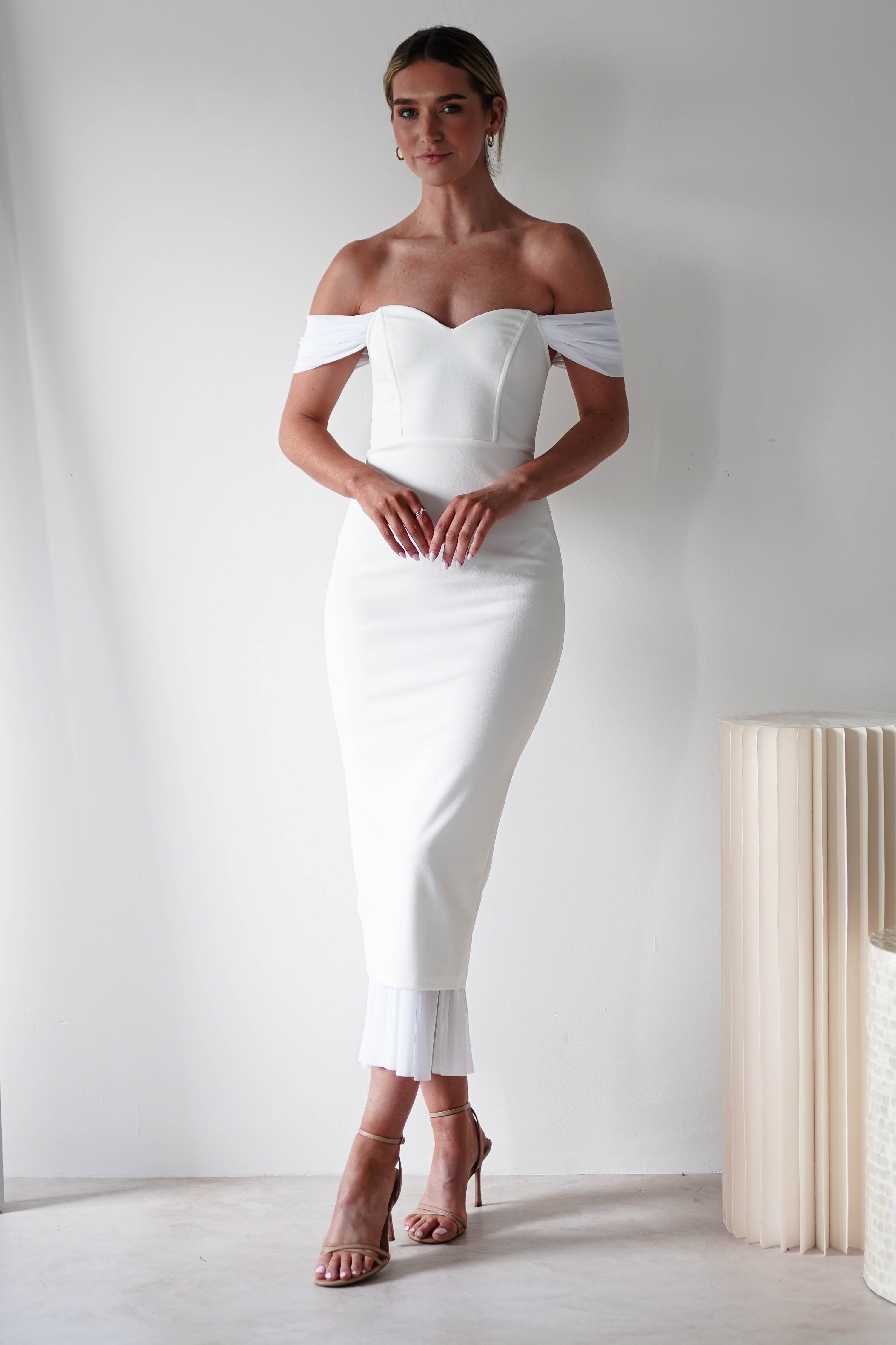 Jennifer Bodycon Midi Dress | White | Oh Hello Clothing | XS (6)