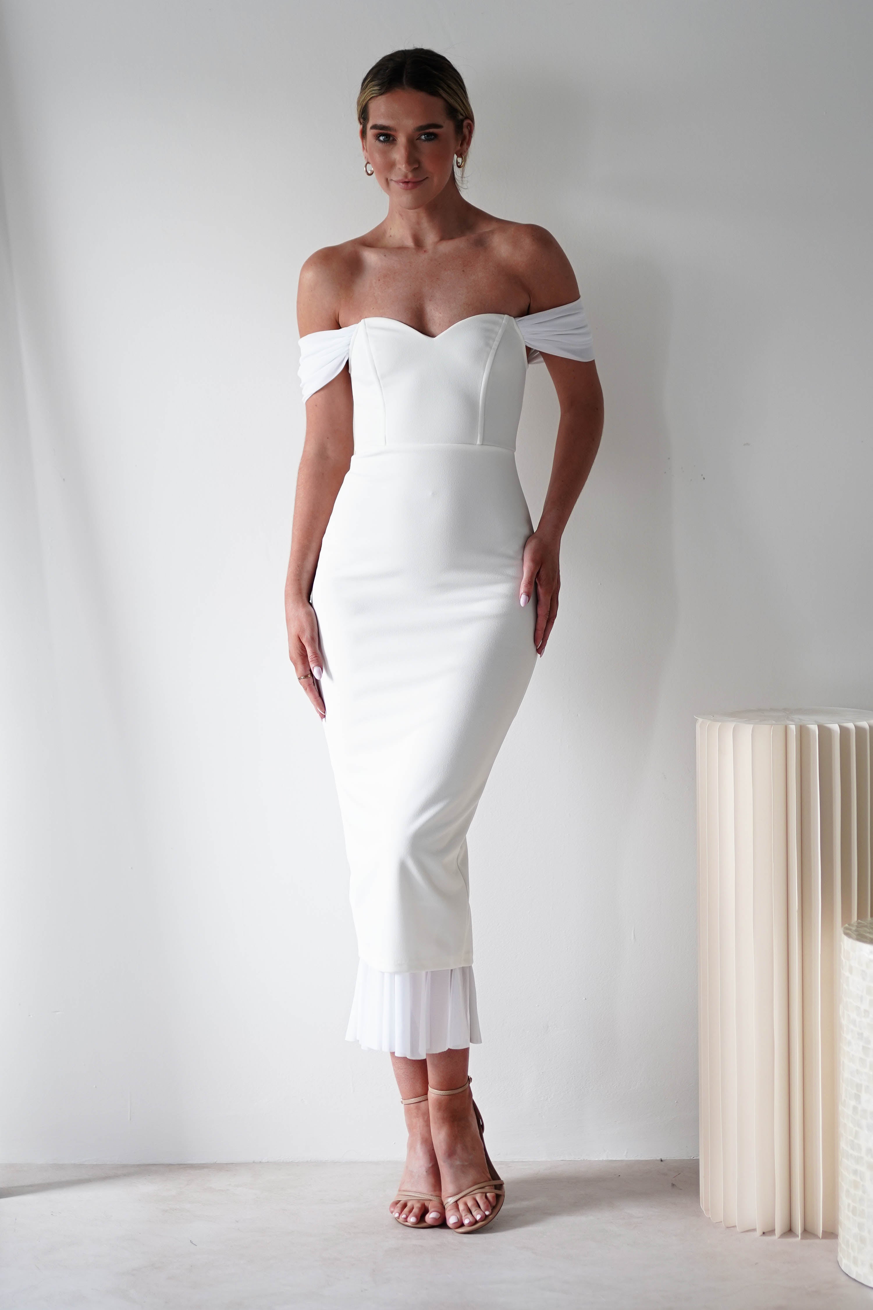 Jennifer Bodycon Midi Dress | White | Oh Hello Clothing | XS (6)