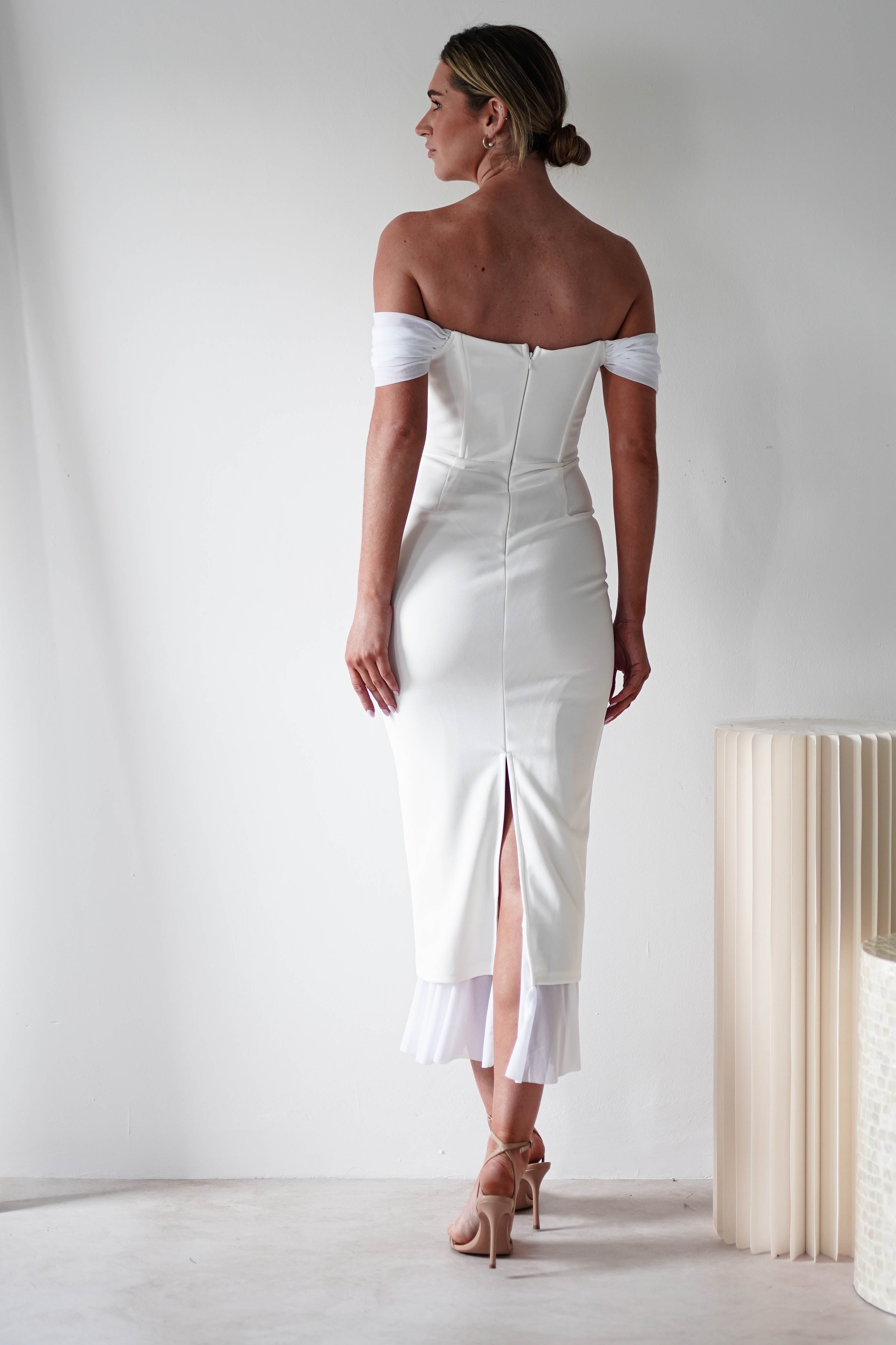 Jennifer Bodycon Midi Dress | White | Oh Hello Clothing | XS (6)