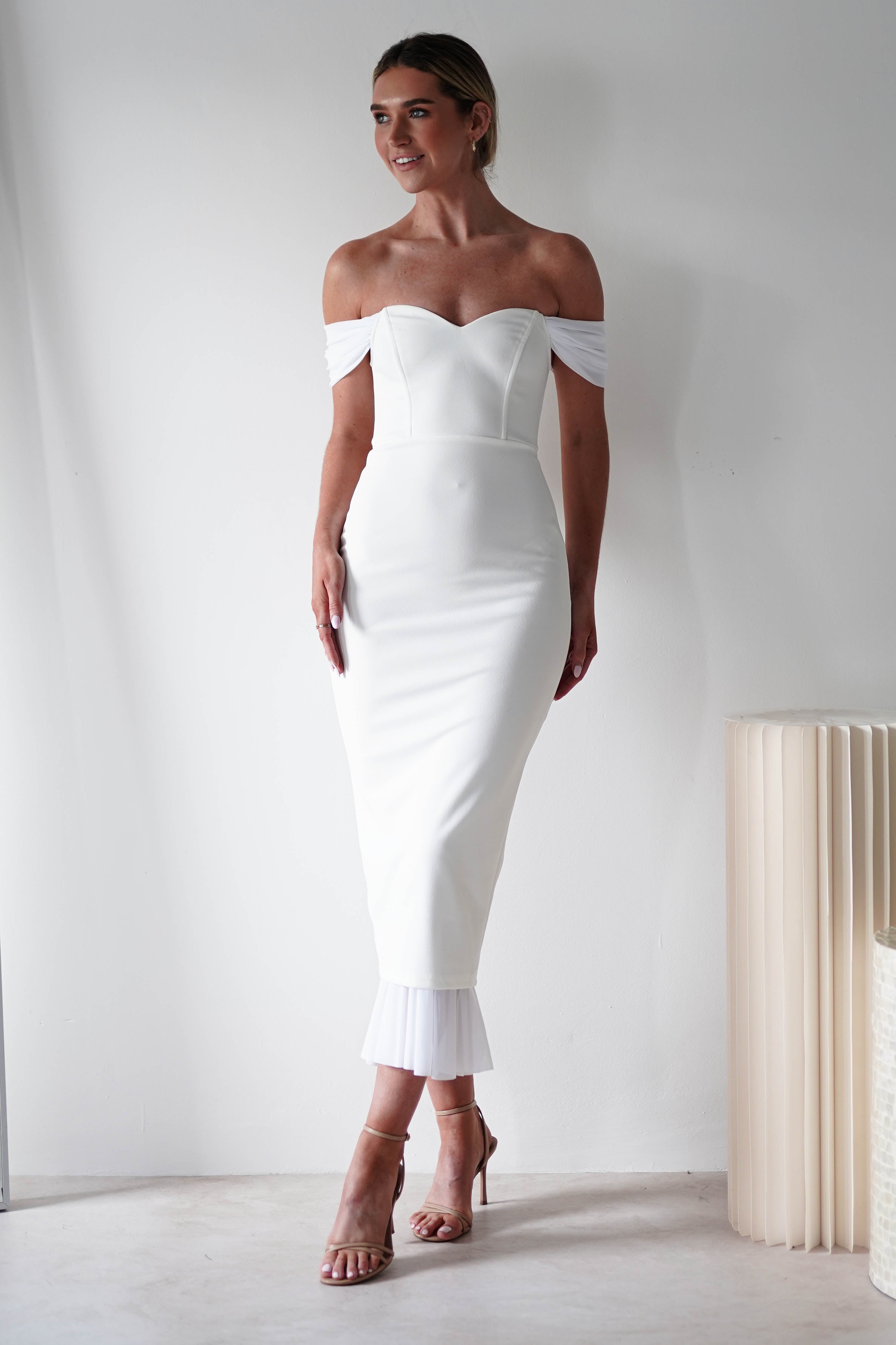Jennifer Bodycon Midi Dress | White | Oh Hello Clothing | XS (6)