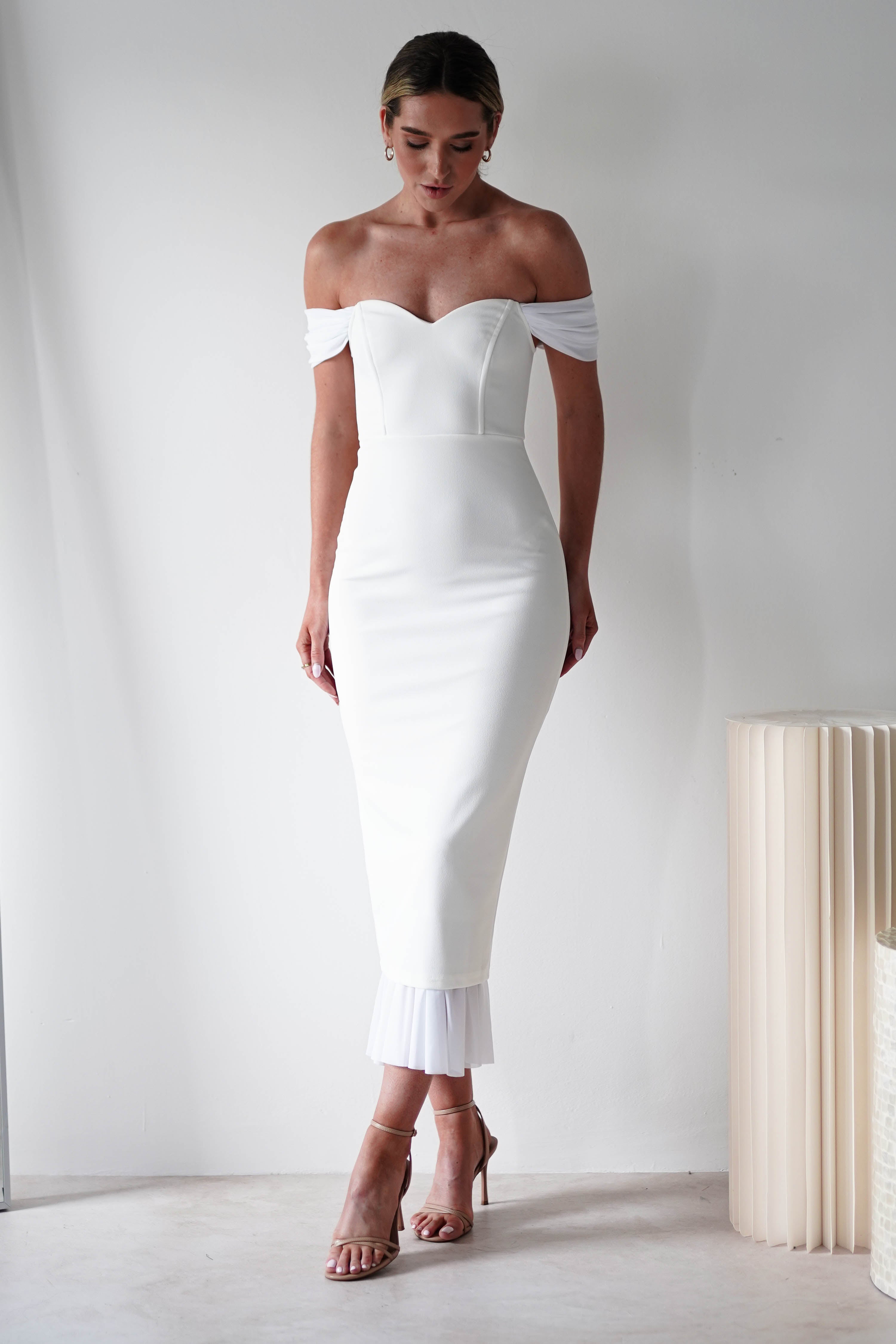 Jennifer Bodycon Midi Dress | White | Oh Hello Clothing | XS (6)