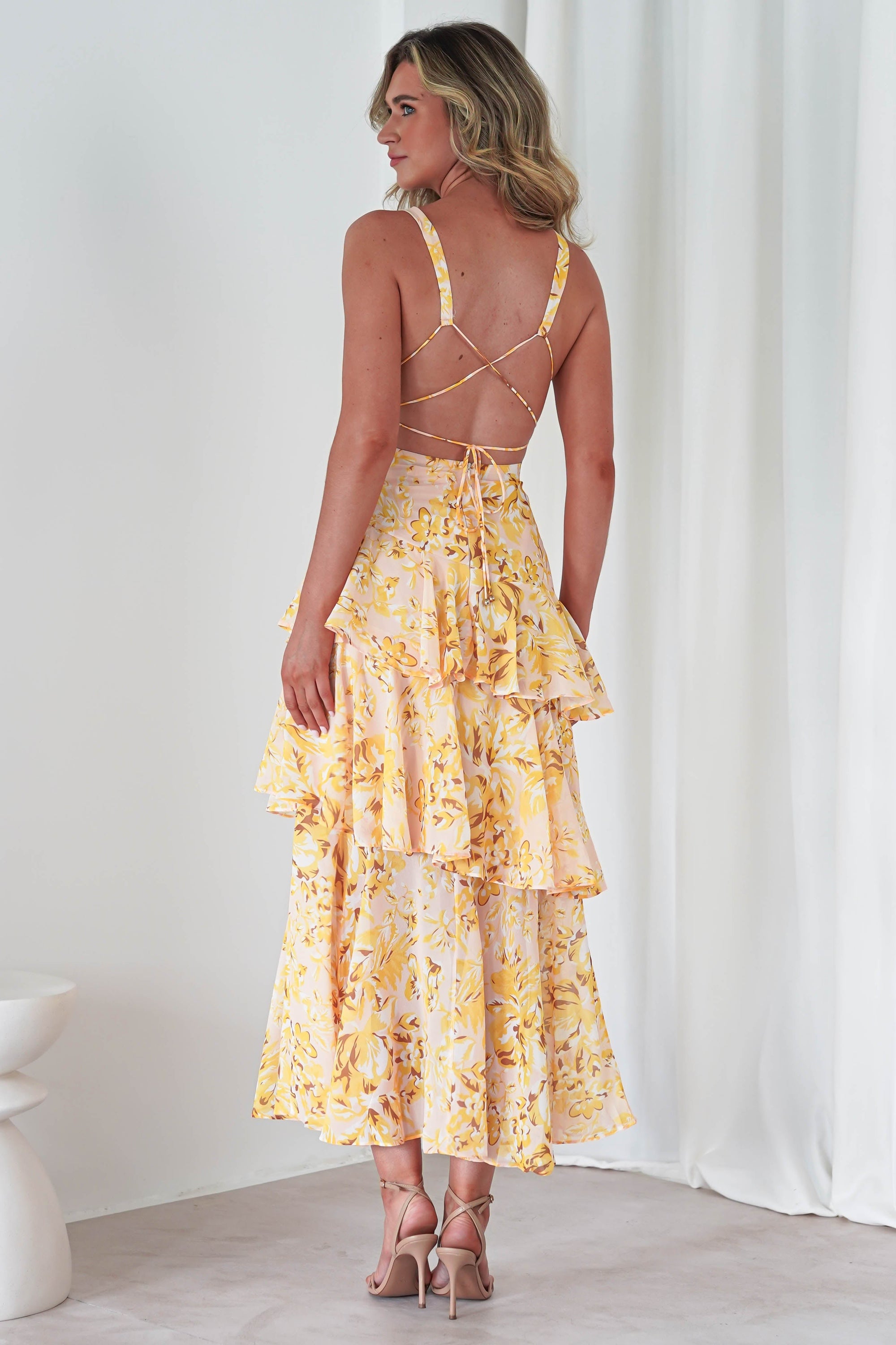 Karlie Floral Print Maxi Dress | Yellow | Oh Hello Clothing | XS (6)