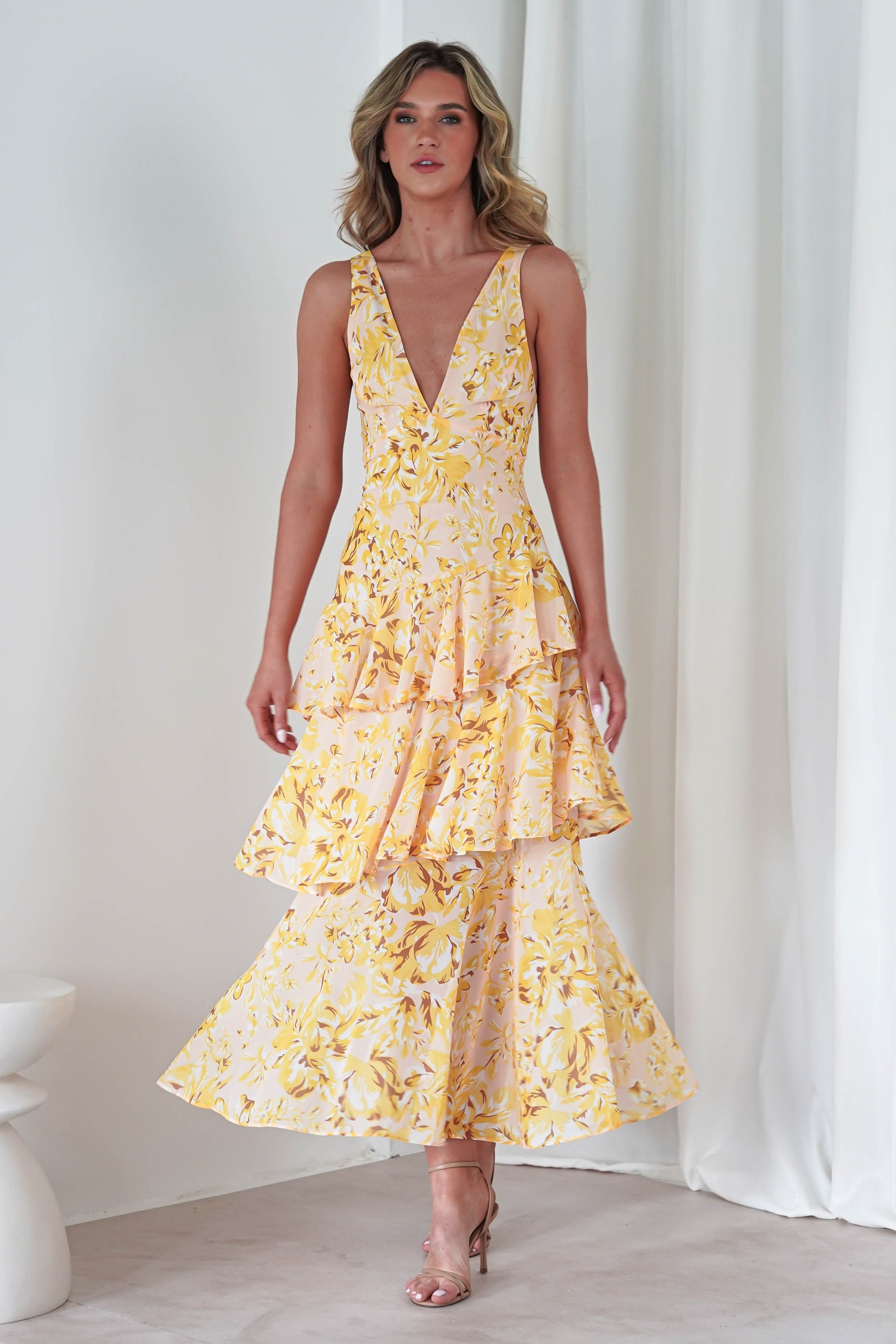 Karlie Floral Print Maxi Dress | Yellow | Oh Hello Clothing | XS (6)