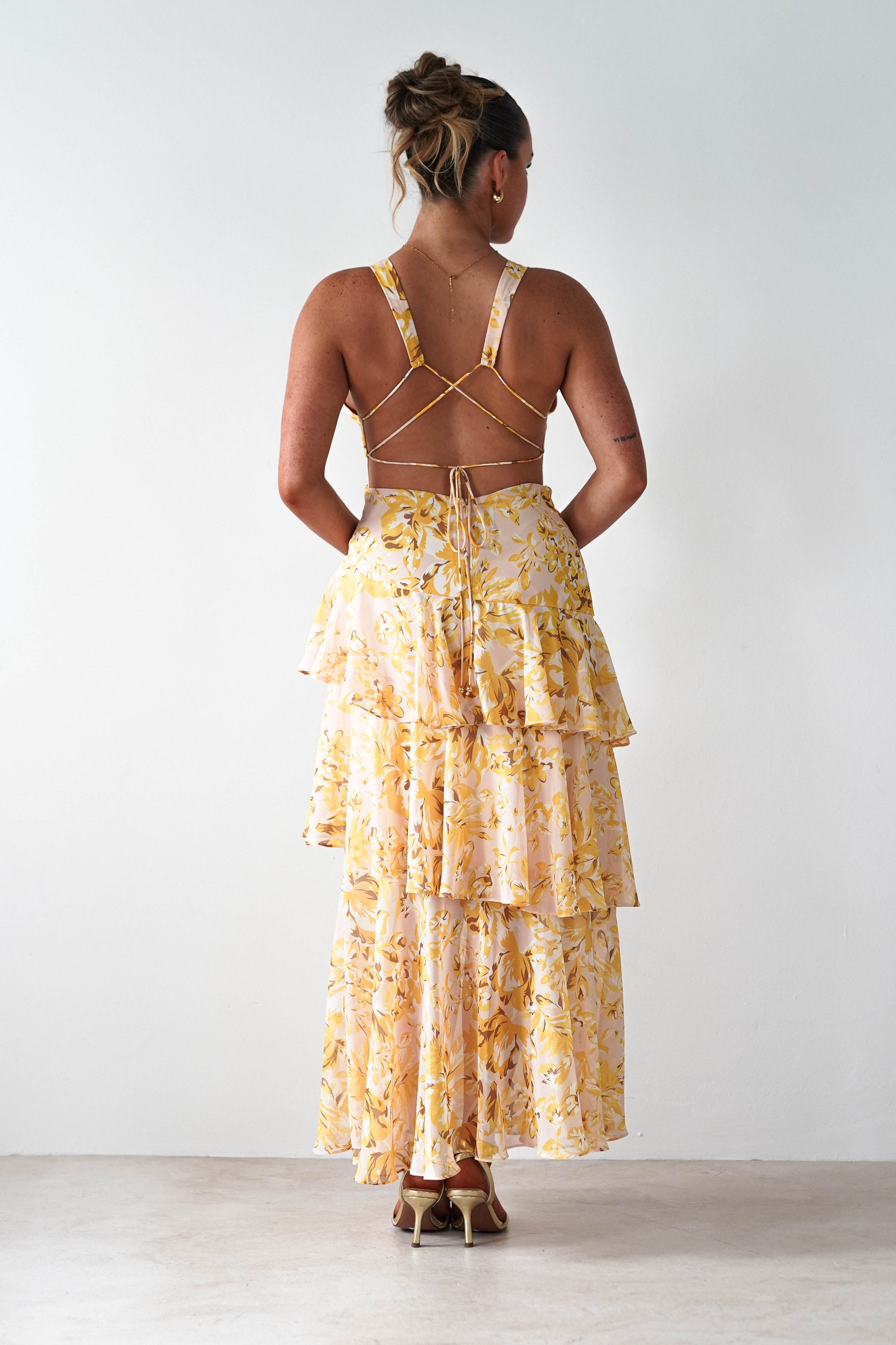 Karlie Floral Print Maxi Dress | Yellow | Oh Hello Clothing | XS (6)
