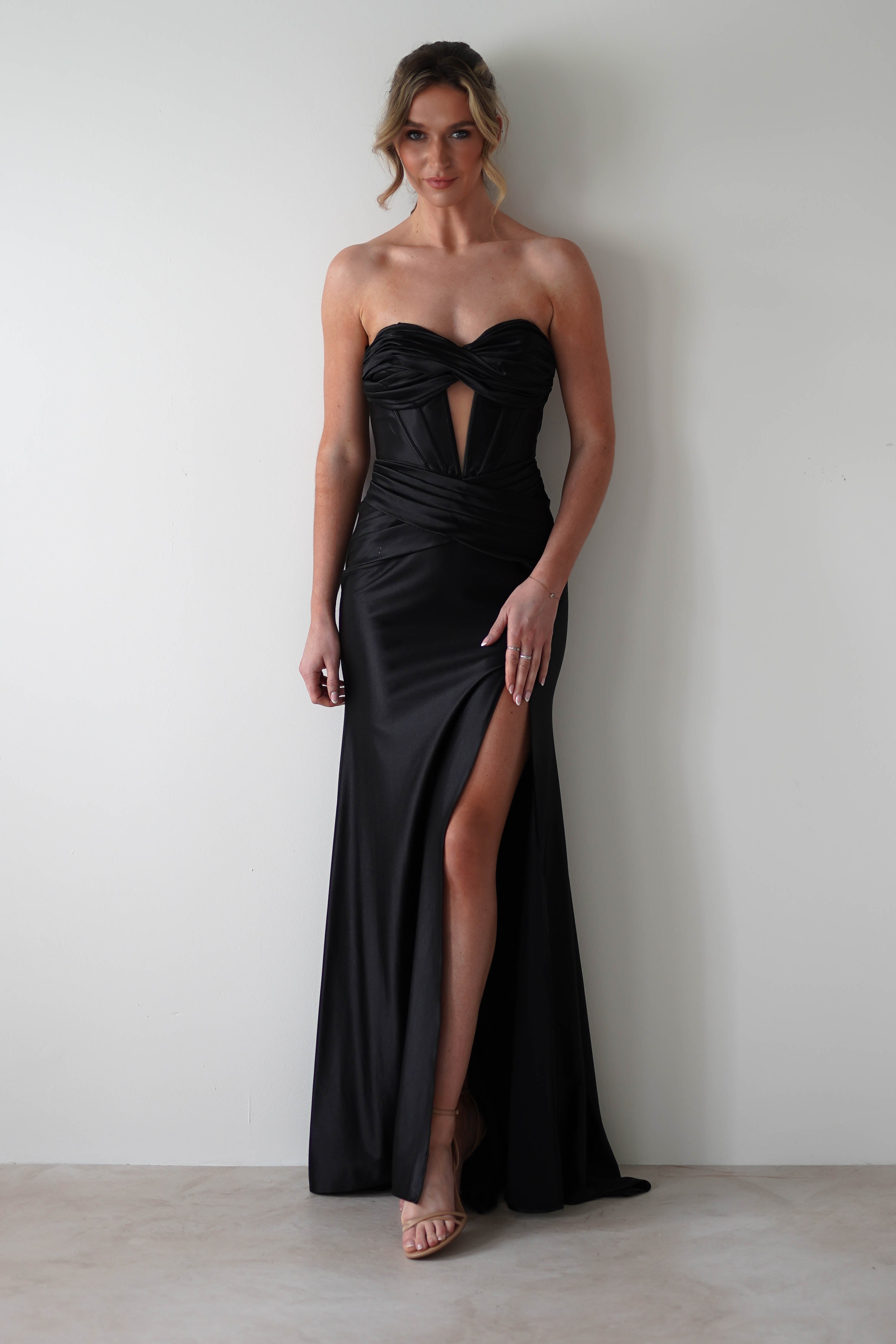 Karra Bodycon Strapless Gown | Black