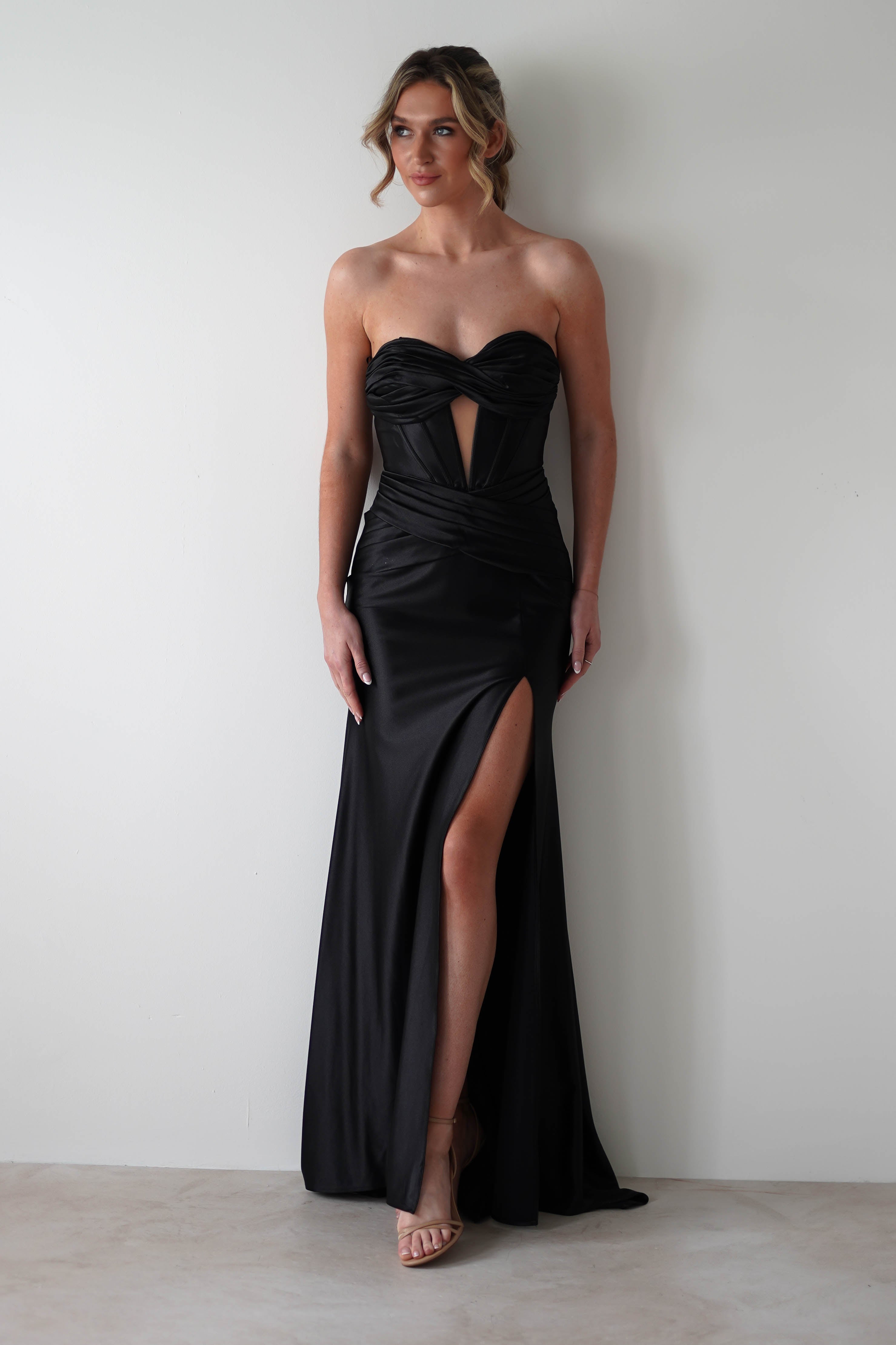 Karra Bodycon Strapless Gown | Black