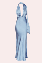 Kaylah Satin Halter Neck Maxi Dress | Light Blue - Oh Hello Clothing