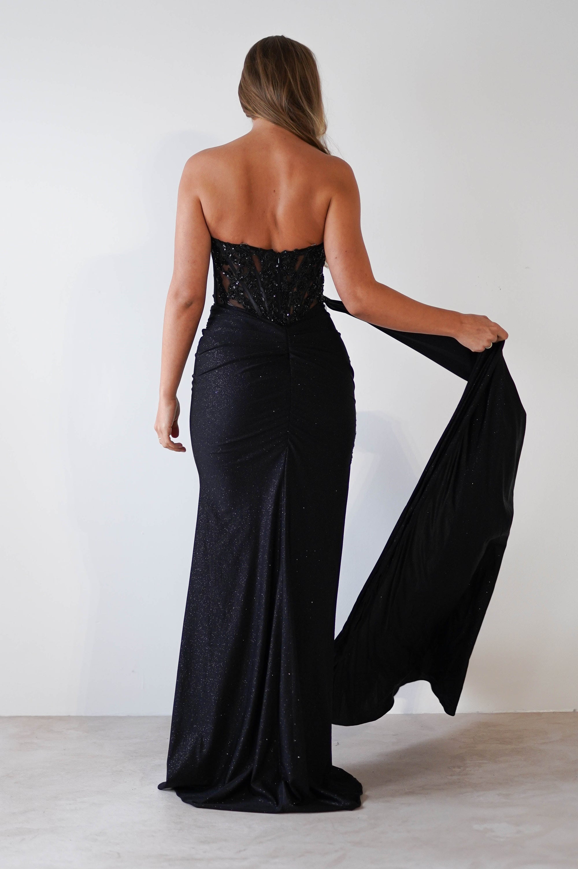Lavelle Glitter Bodycon Gown | Black | Oh Hello Clothing | XS (6)