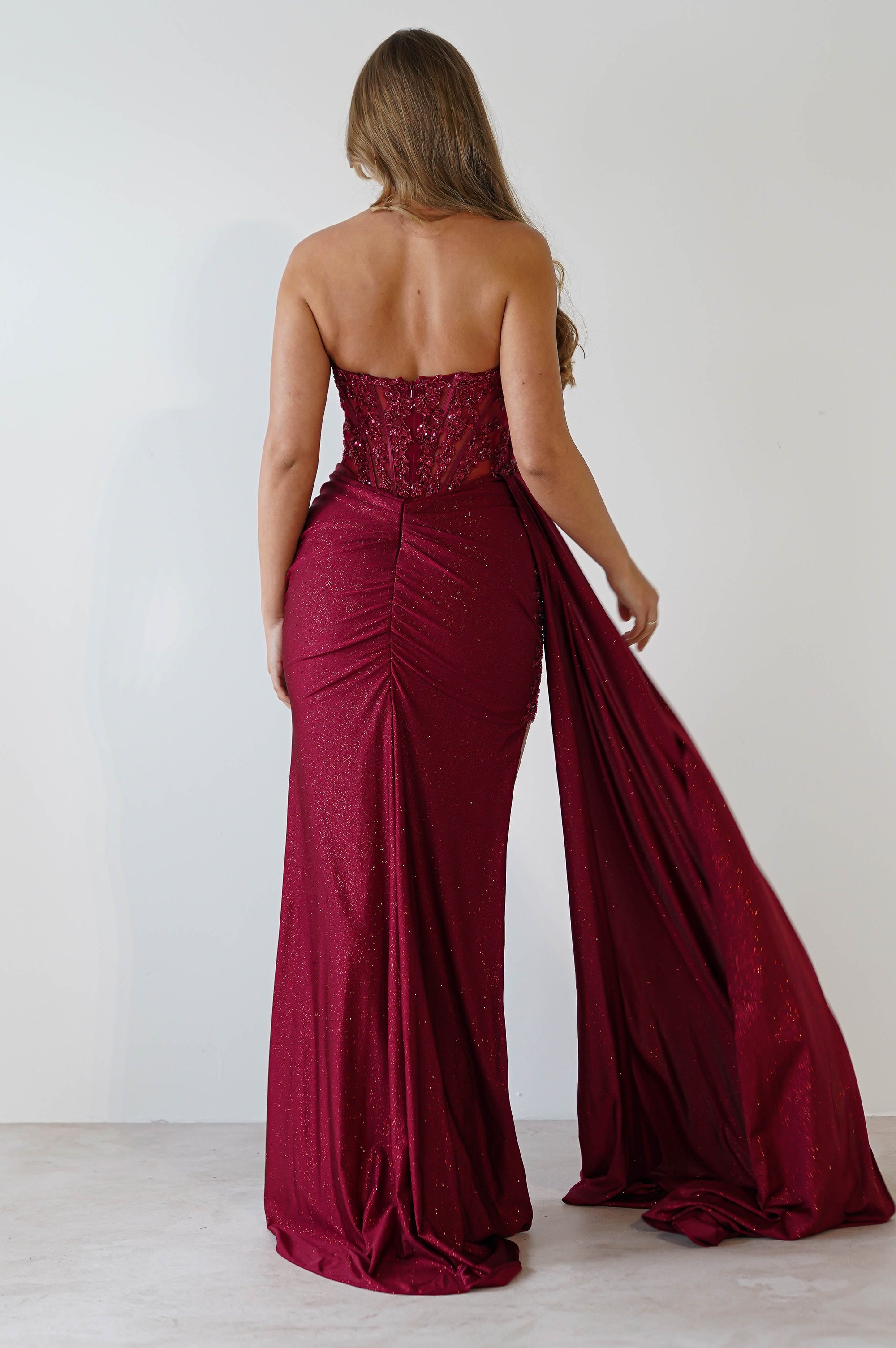 Lavelle Glitter Bodycon Gown | Burgundy | Oh Hello Clothing | XS (6)