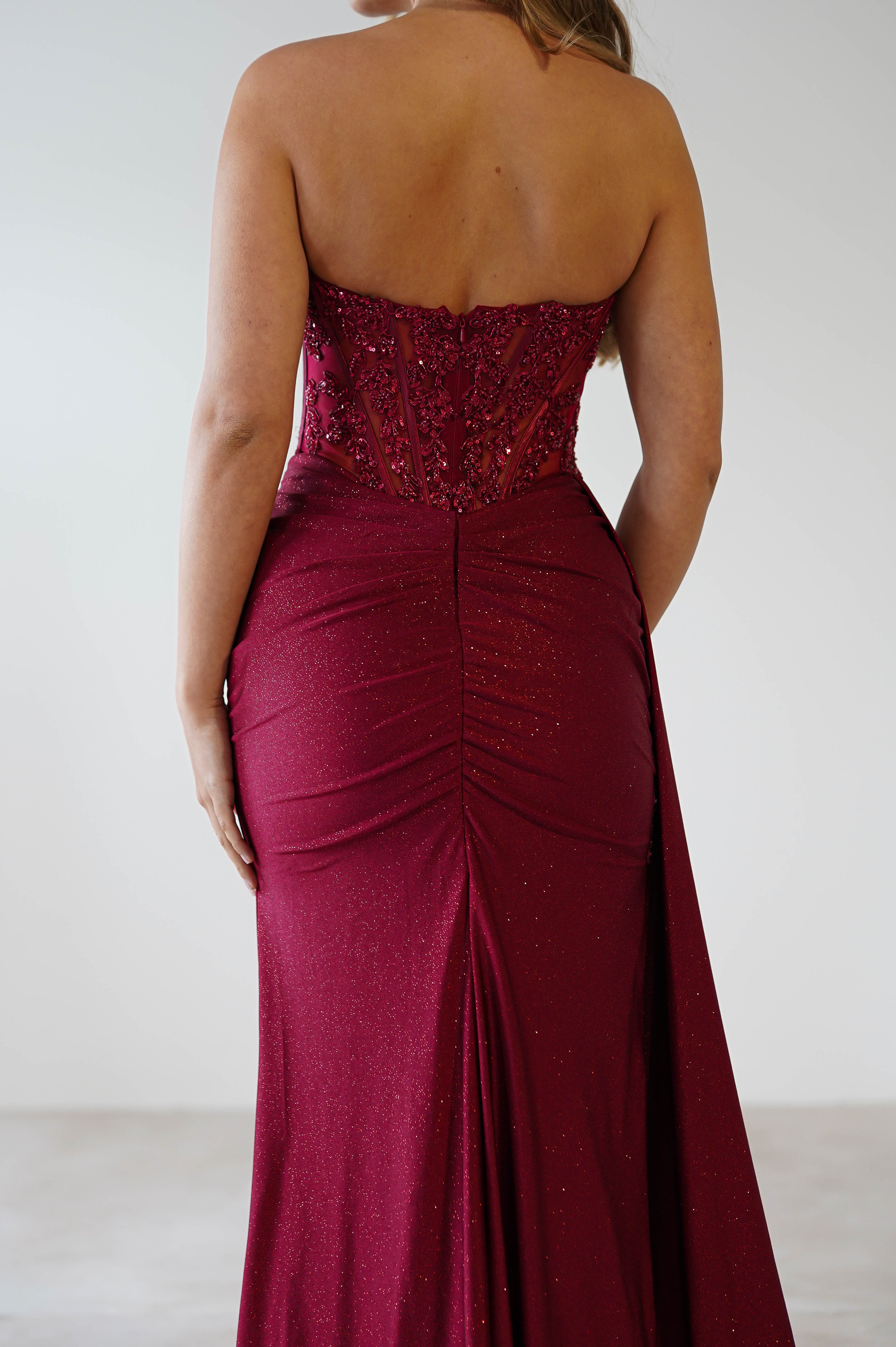 Lavelle Glitter Bodycon Gown | Burgundy | Oh Hello Clothing | XS (6)