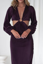 Lennon Ribbed Cut Out Maxi Dress| Dark Purple | Oh Hello Clothing | S (8)