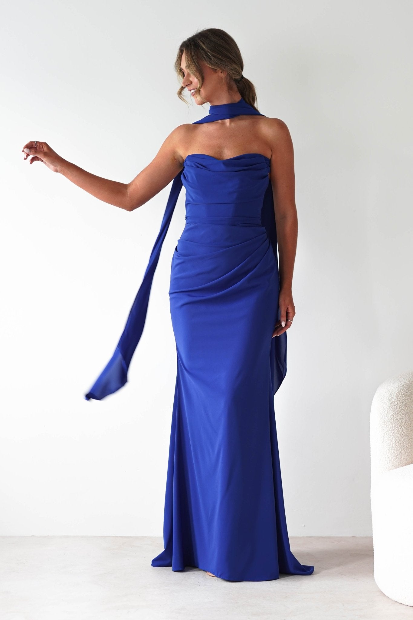 Lisa Multiway Chiffon Gown | Cobalt Blue | Oh Hello Clothing | XS (6)