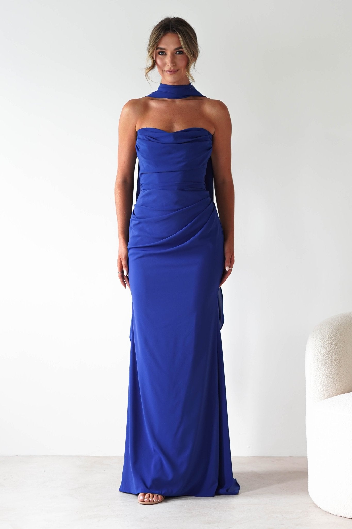 Lisa Multiway Chiffon Gown | Cobalt Blue | Oh Hello Clothing | XS (6)