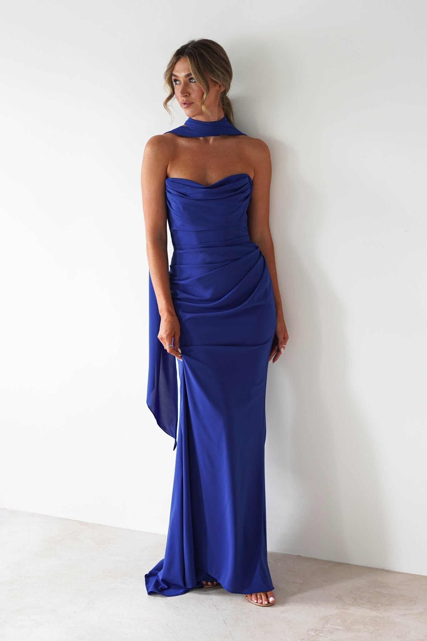 Lisa Multiway Chiffon Gown | Cobalt Blue | Oh Hello Clothing | XS (6)