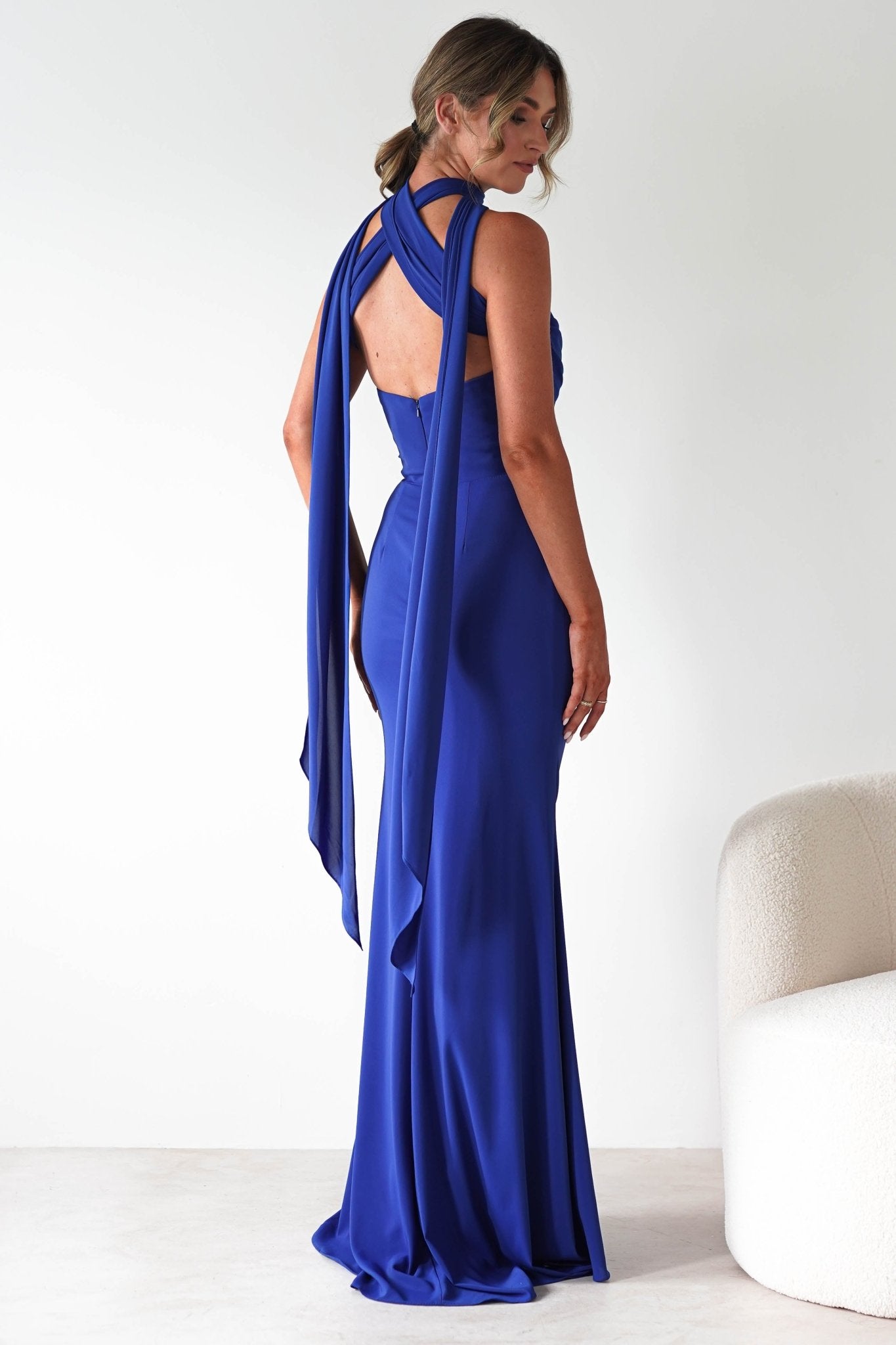 Lisa Multiway Chiffon Gown | Cobalt Blue | Oh Hello Clothing | XS (6)