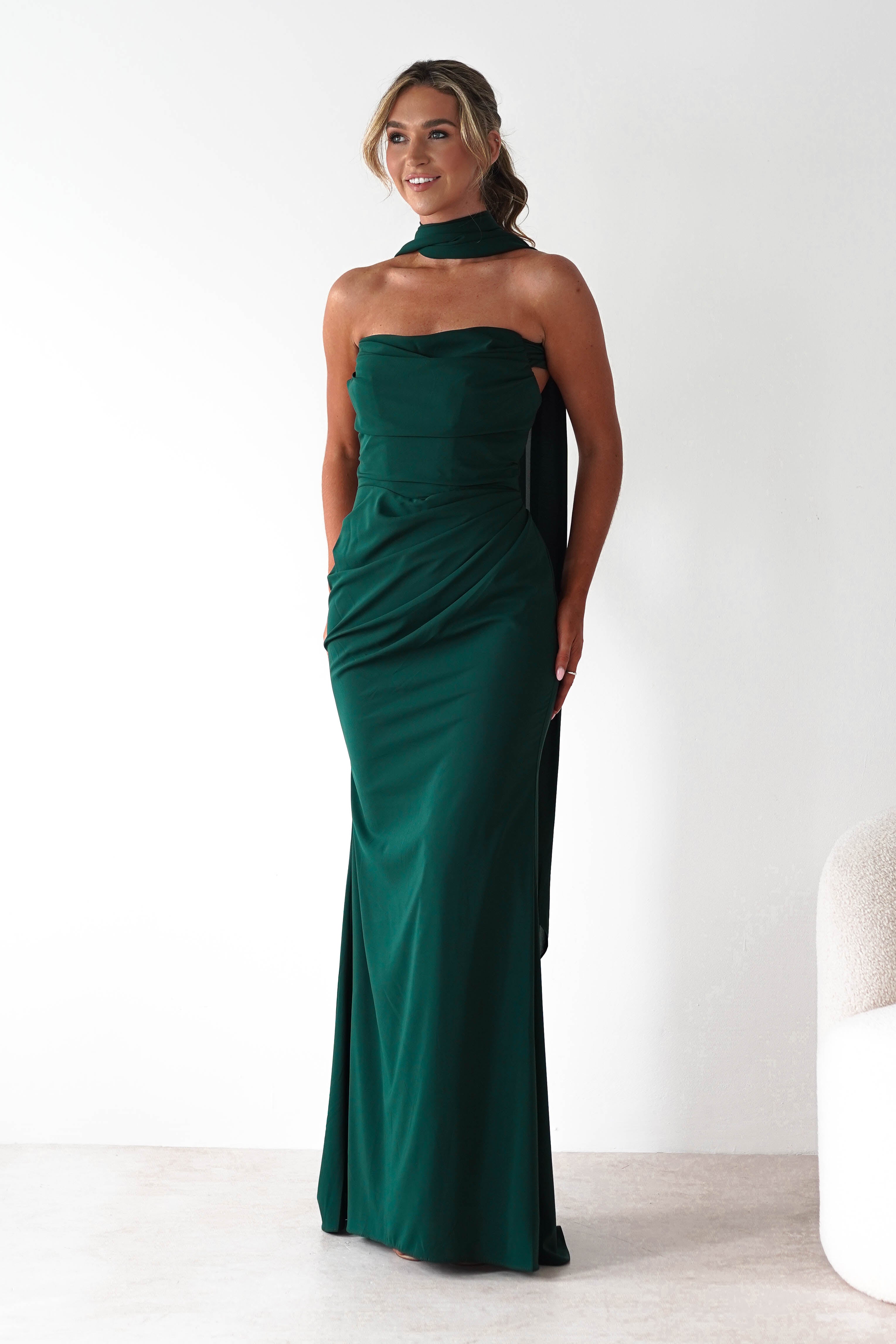 Lisa Multiway Chiffon Gown | Hunter Green
