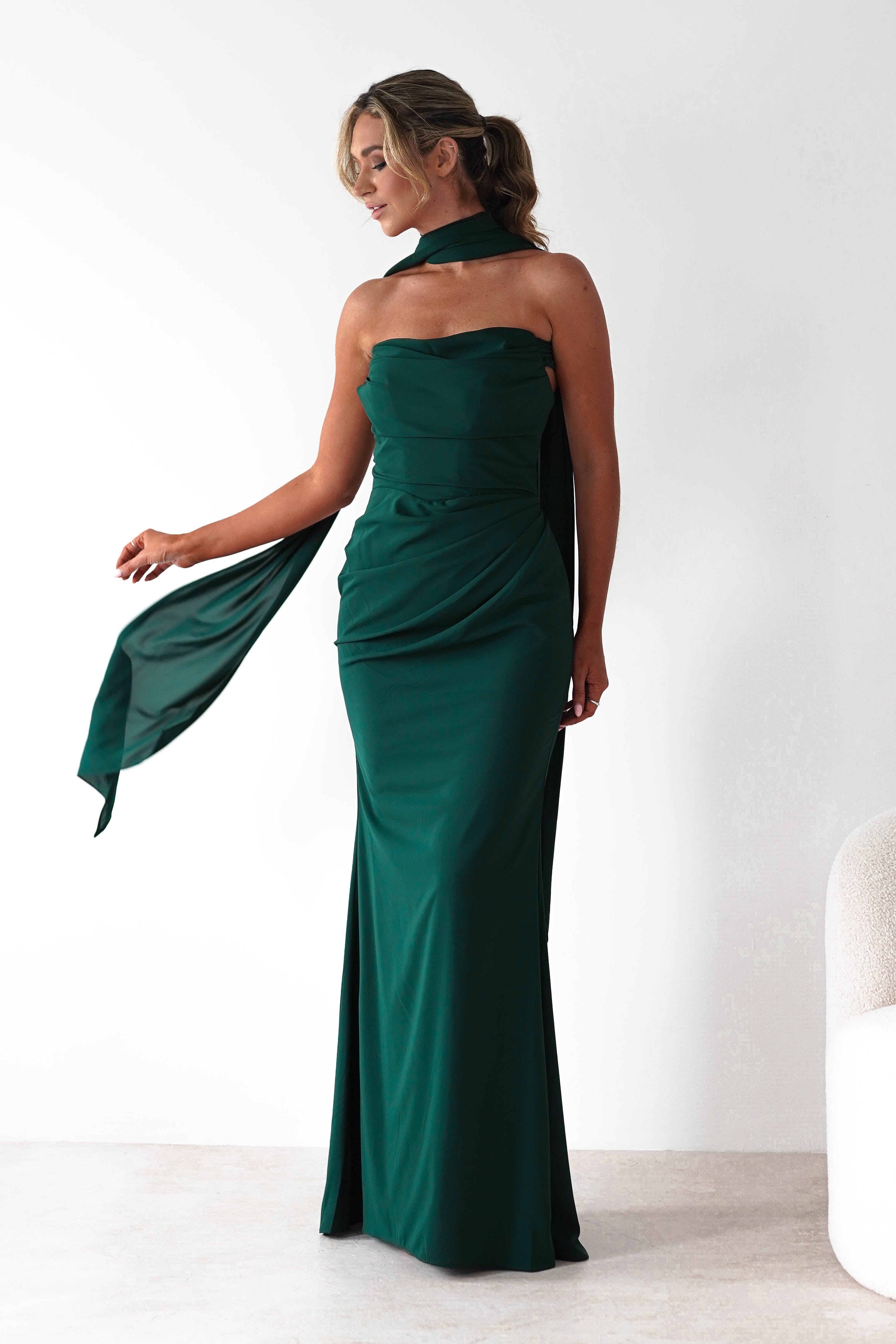 Lisa Multiway Chiffon Gown | Hunter Green