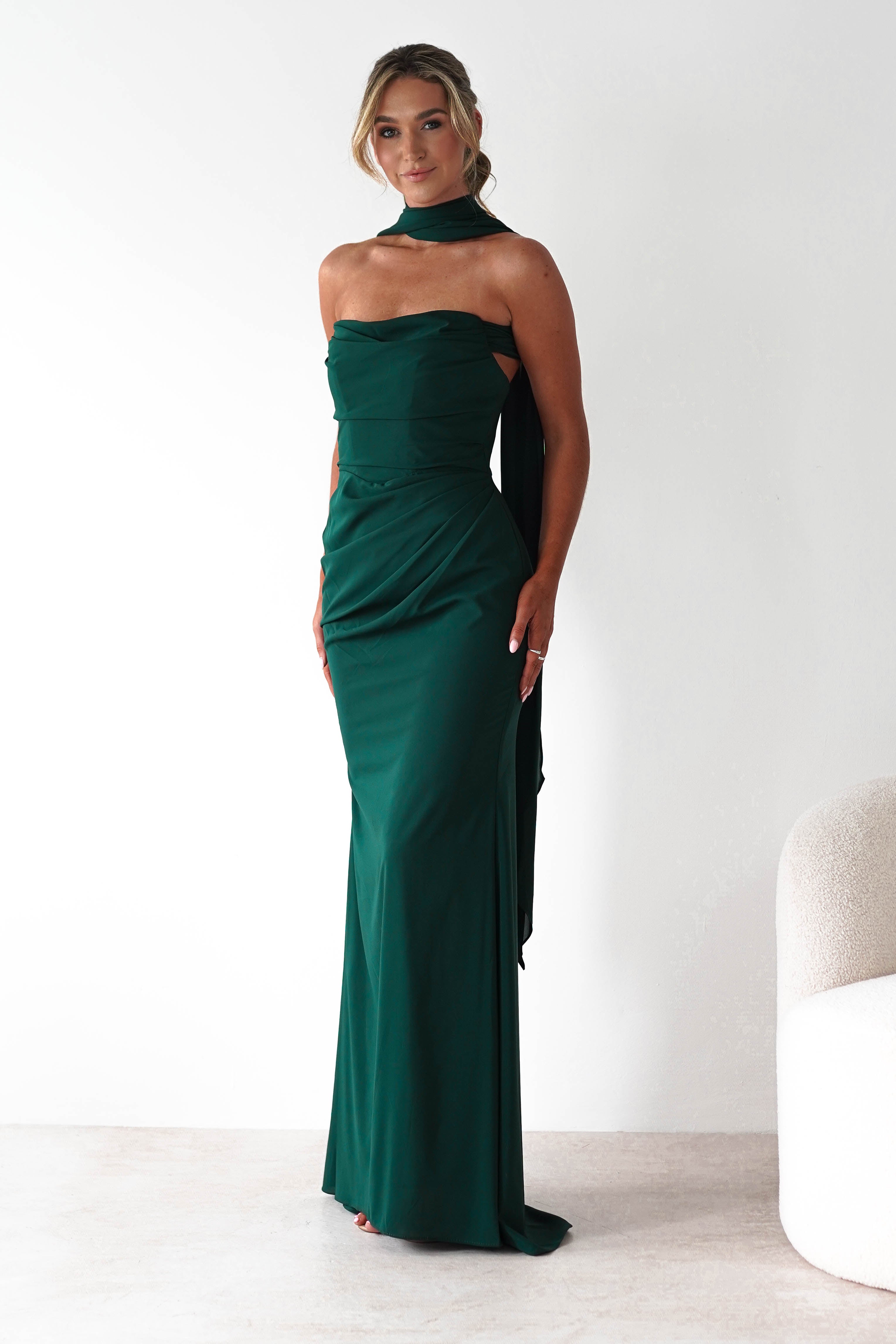 Lisa Multiway Chiffon Gown | Hunter Green