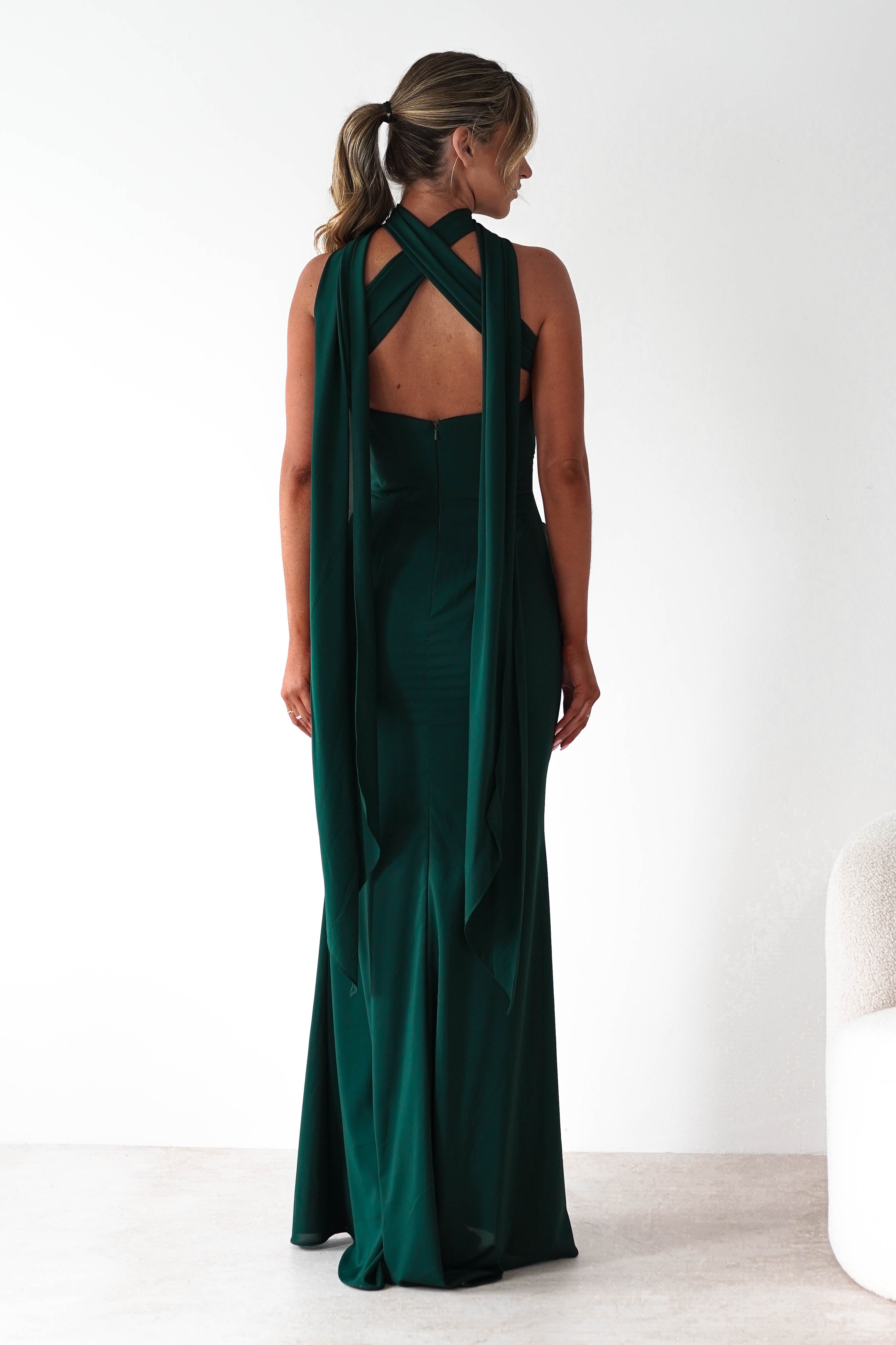 Lisa Multiway Chiffon Gown | Hunter Green