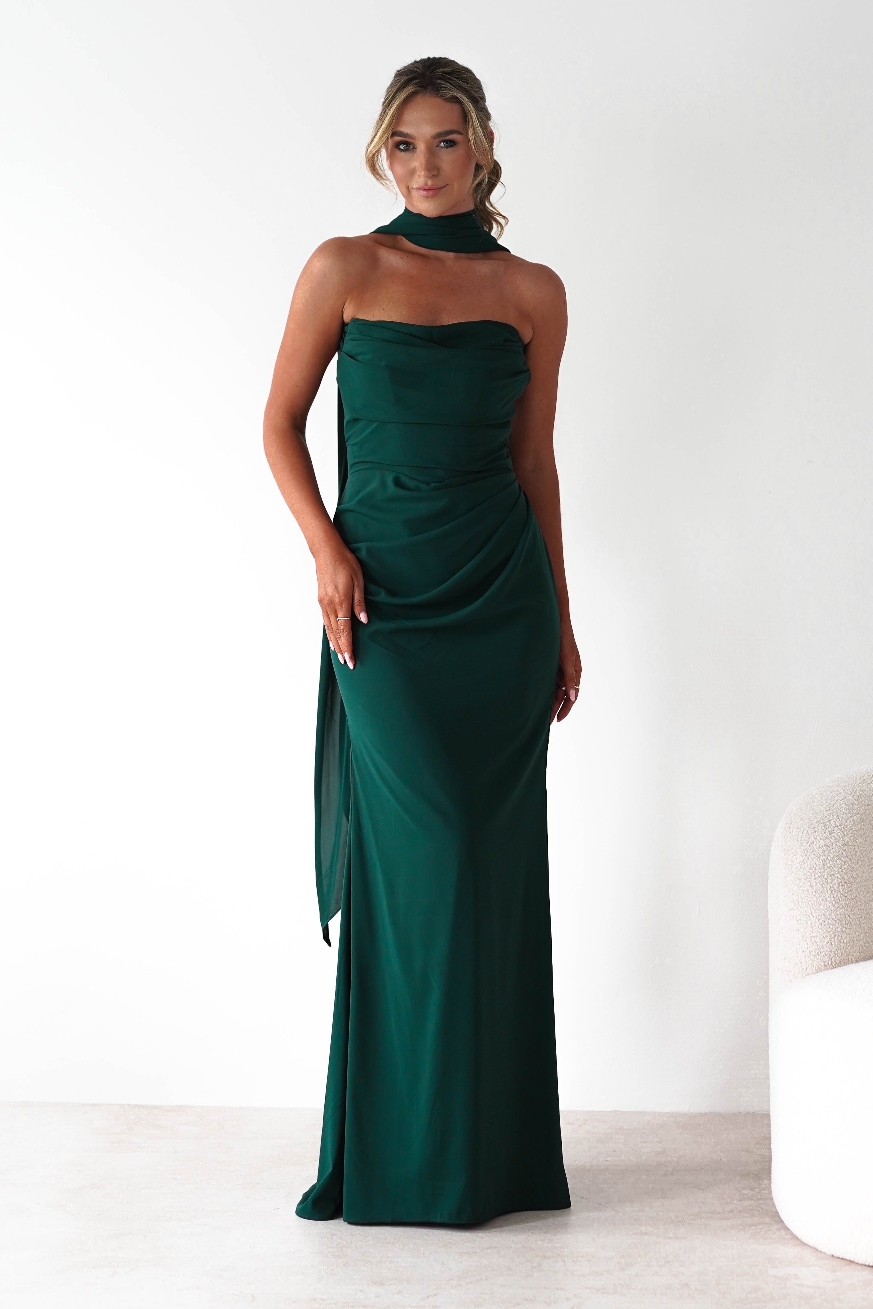 Lisa Multiway Chiffon Gown | Hunter Green
