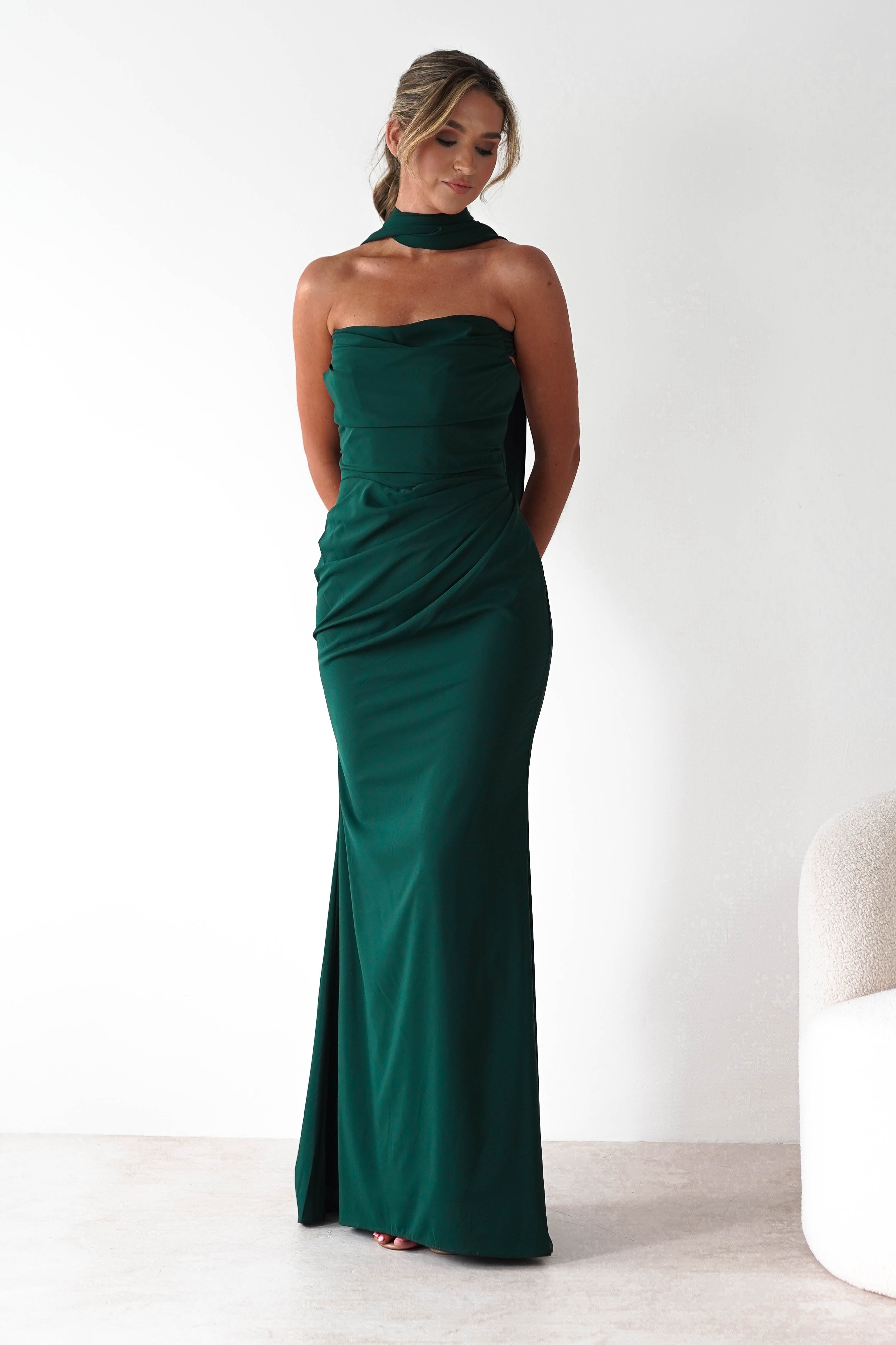 Lisa Multiway Chiffon Gown | Hunter Green