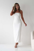 Louisiana Pearl Bow Strapless Dress | White | Oh Hello Clothing | XS (6)