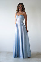 Luna Glitter Corset Aline Gown | Blue | Oh Hello Clothing | XS (6)
