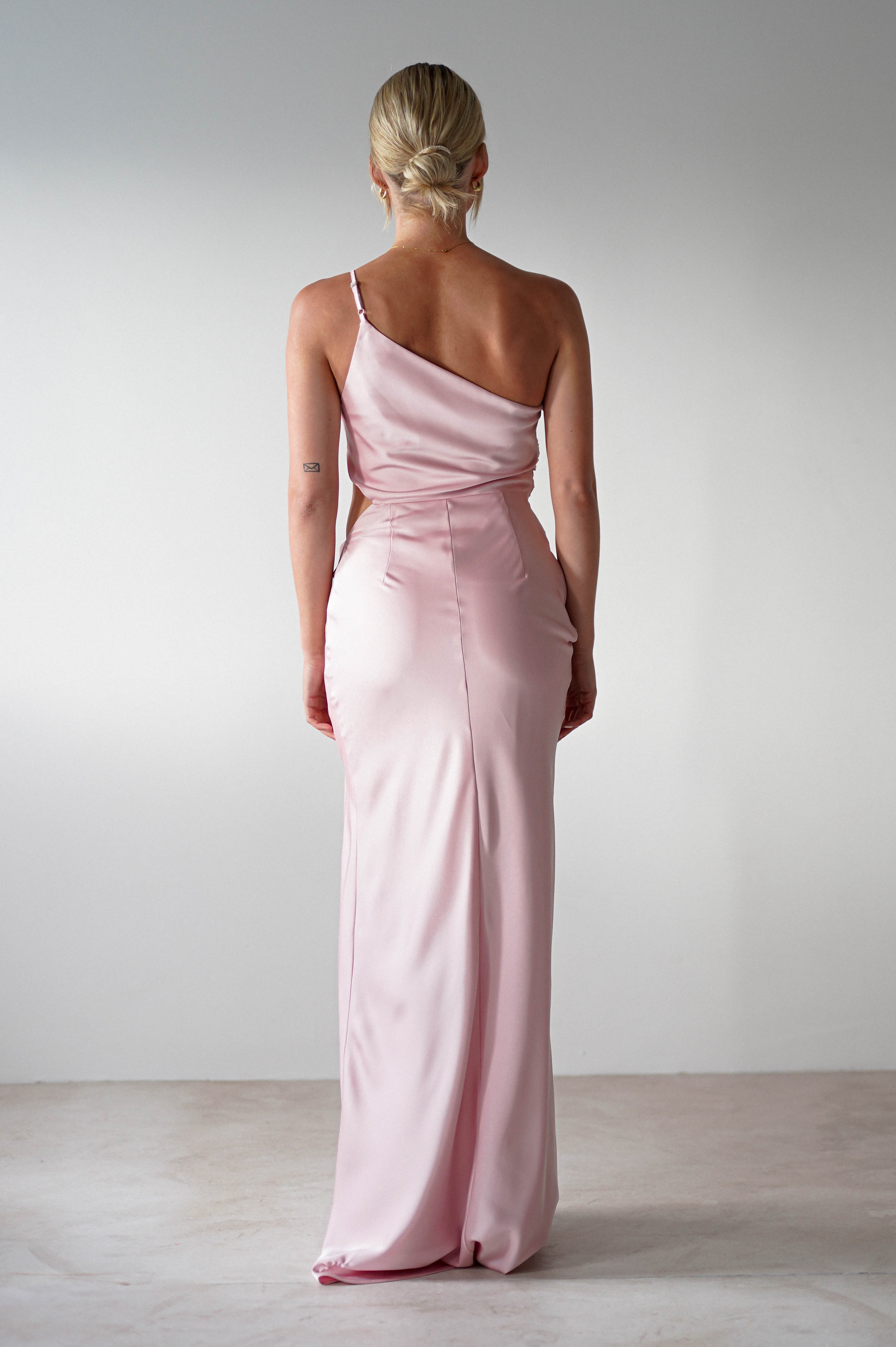 Lyra Soft Matte Satin Maxi Dress | Blush Pink | Oh Hello Clothing | XS (6)