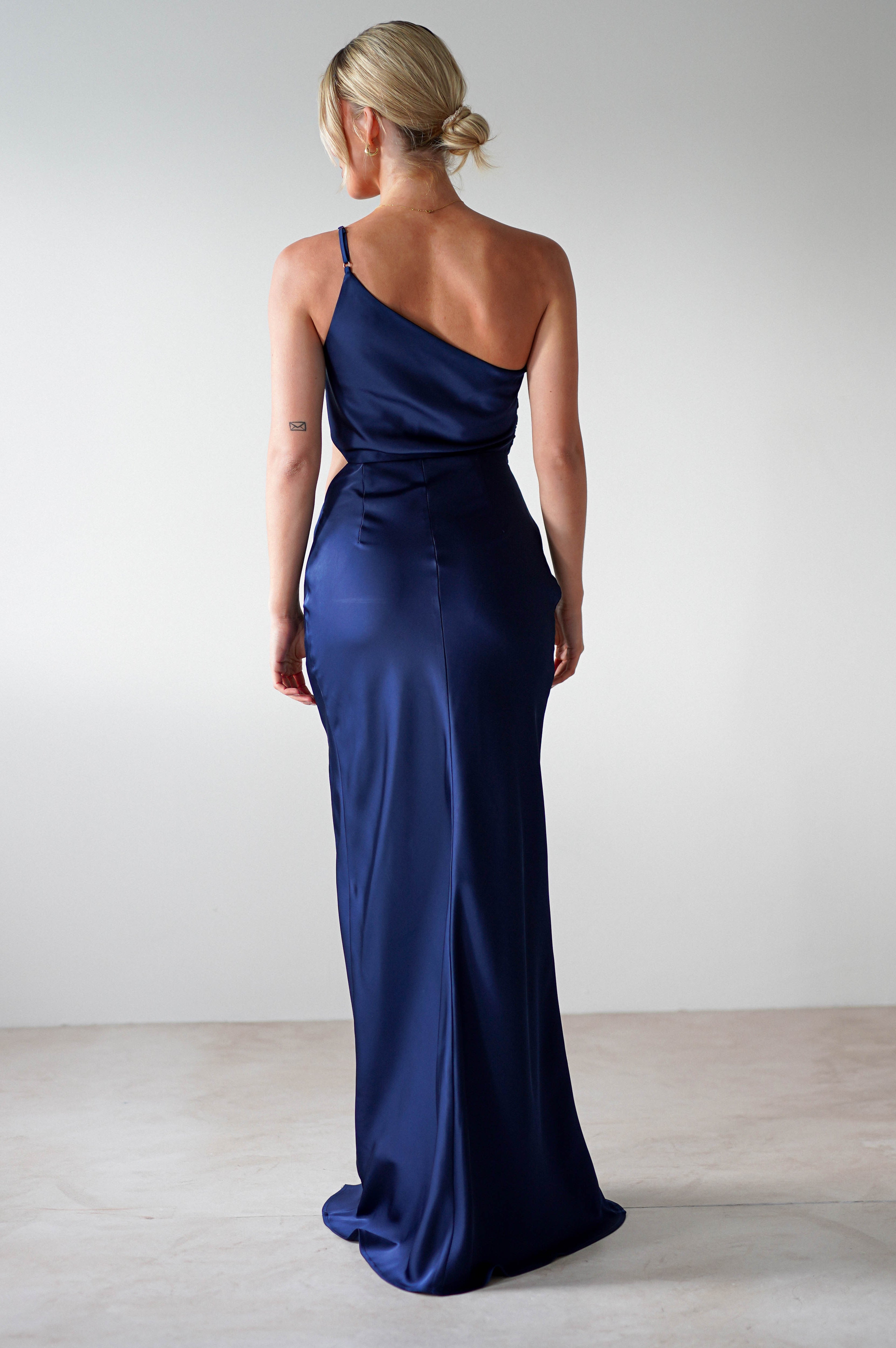 Lyra Soft Matte Satin Maxi Dress | Navy | Oh Hello Clothing | XS (6)