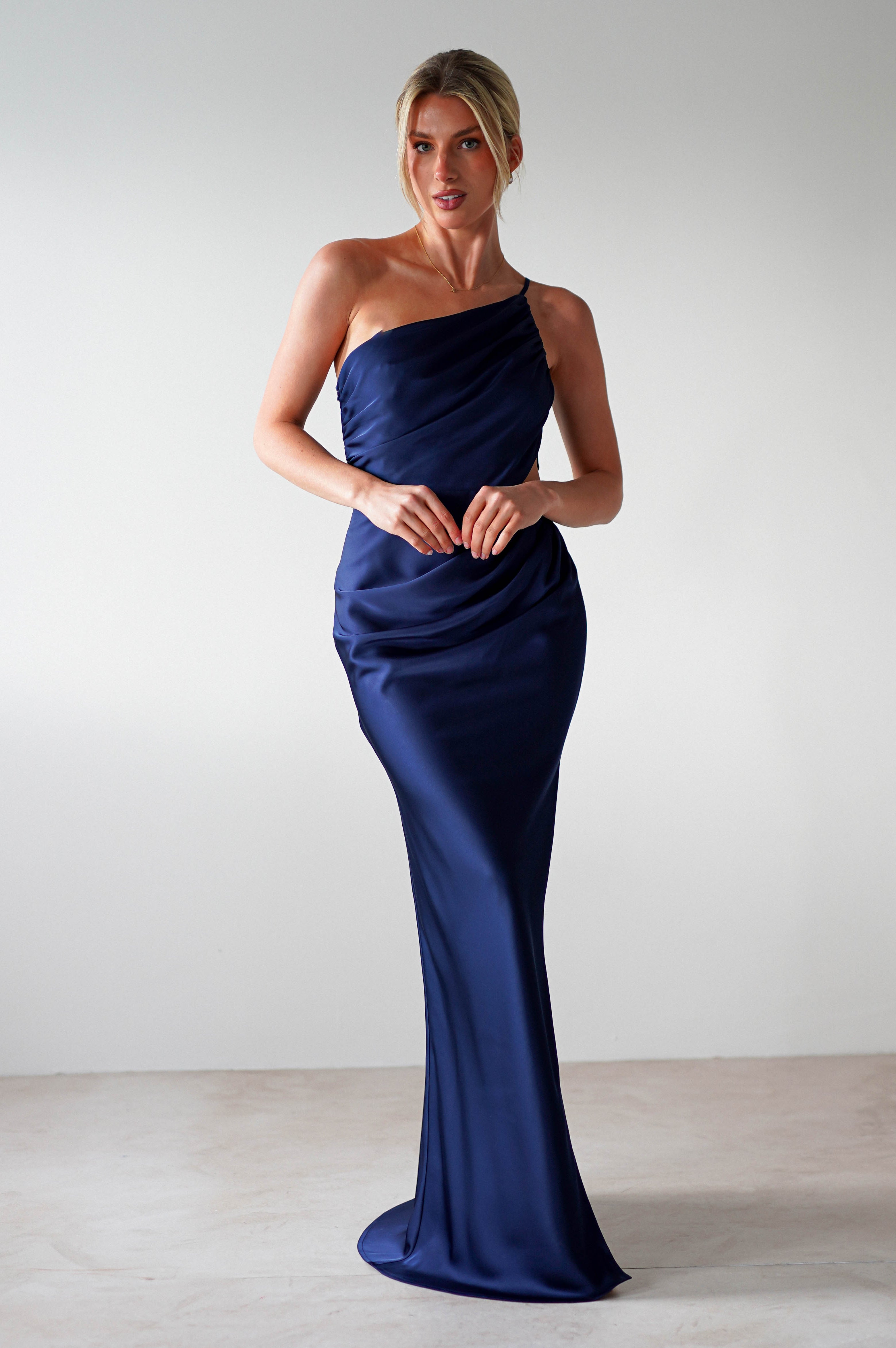 Lyra Soft Matte Satin Maxi Dress | Navy | Oh Hello Clothing | XS (6)