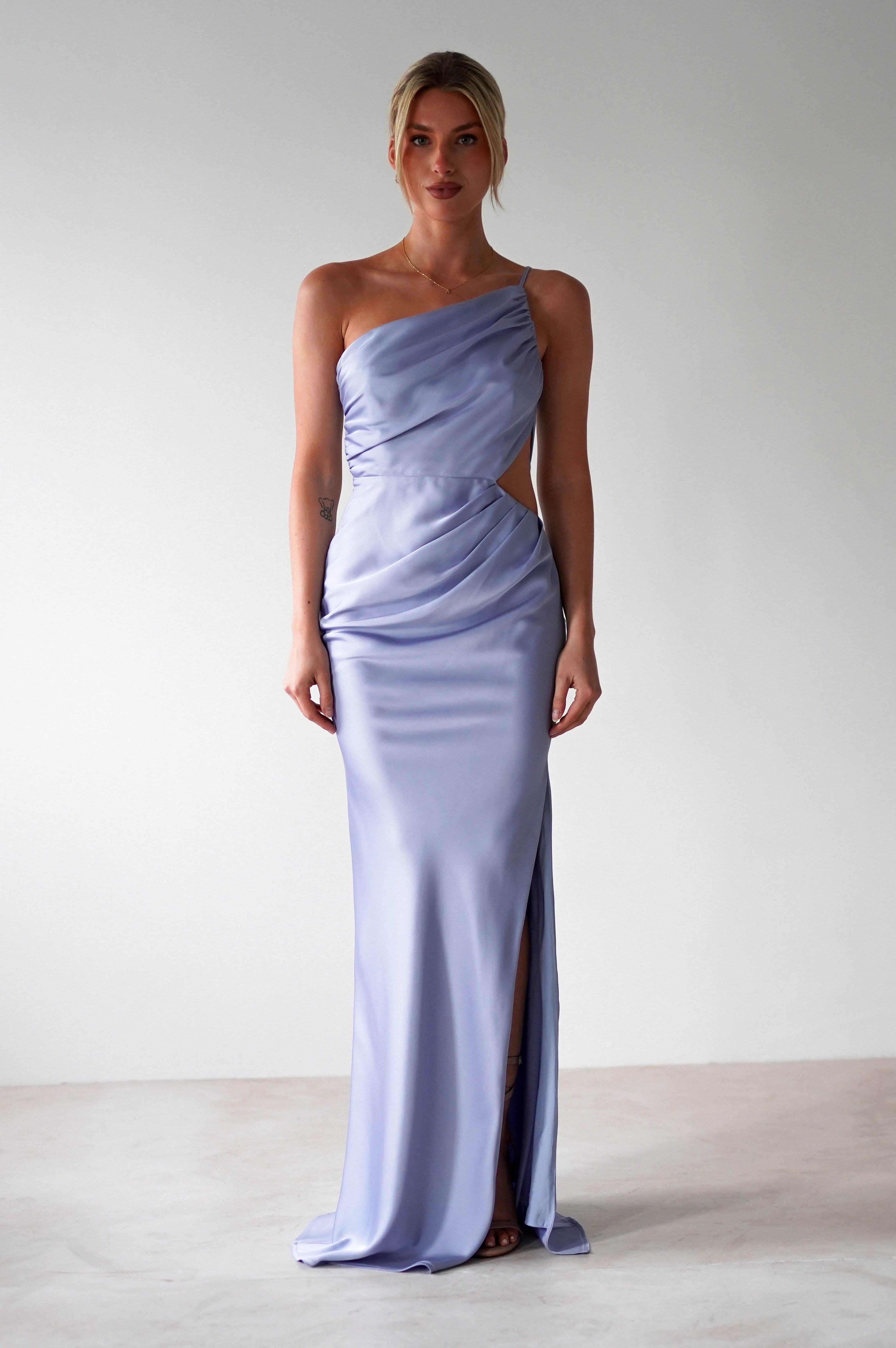 Lyra Soft Matte Satin Maxi Dress | Periwinkle Blue | Oh Hello Clothing | XS (6)