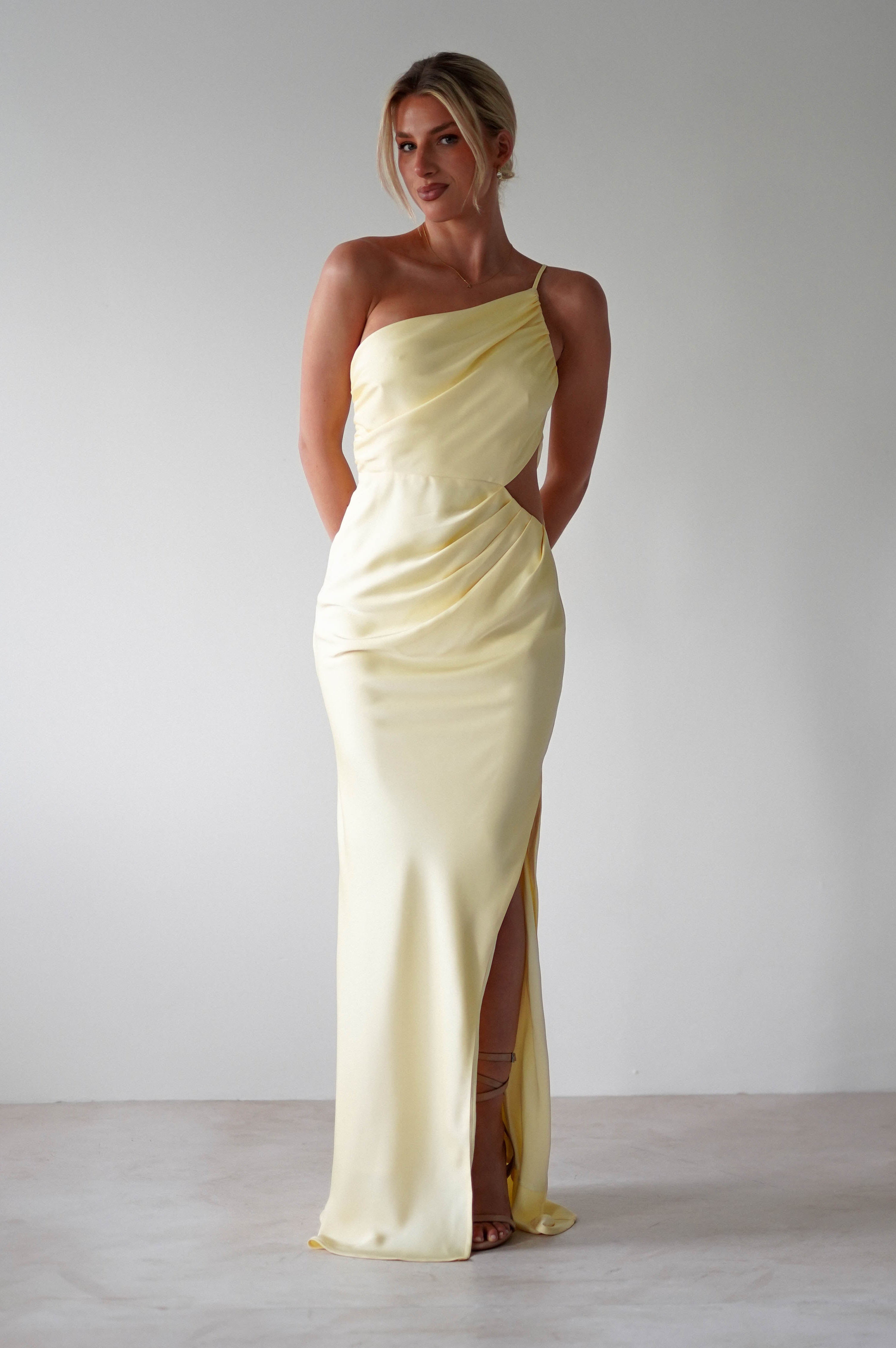 Lyra Soft Matte Satin Maxi Dress | Yellow | Oh Hello Clothing | XS (6)