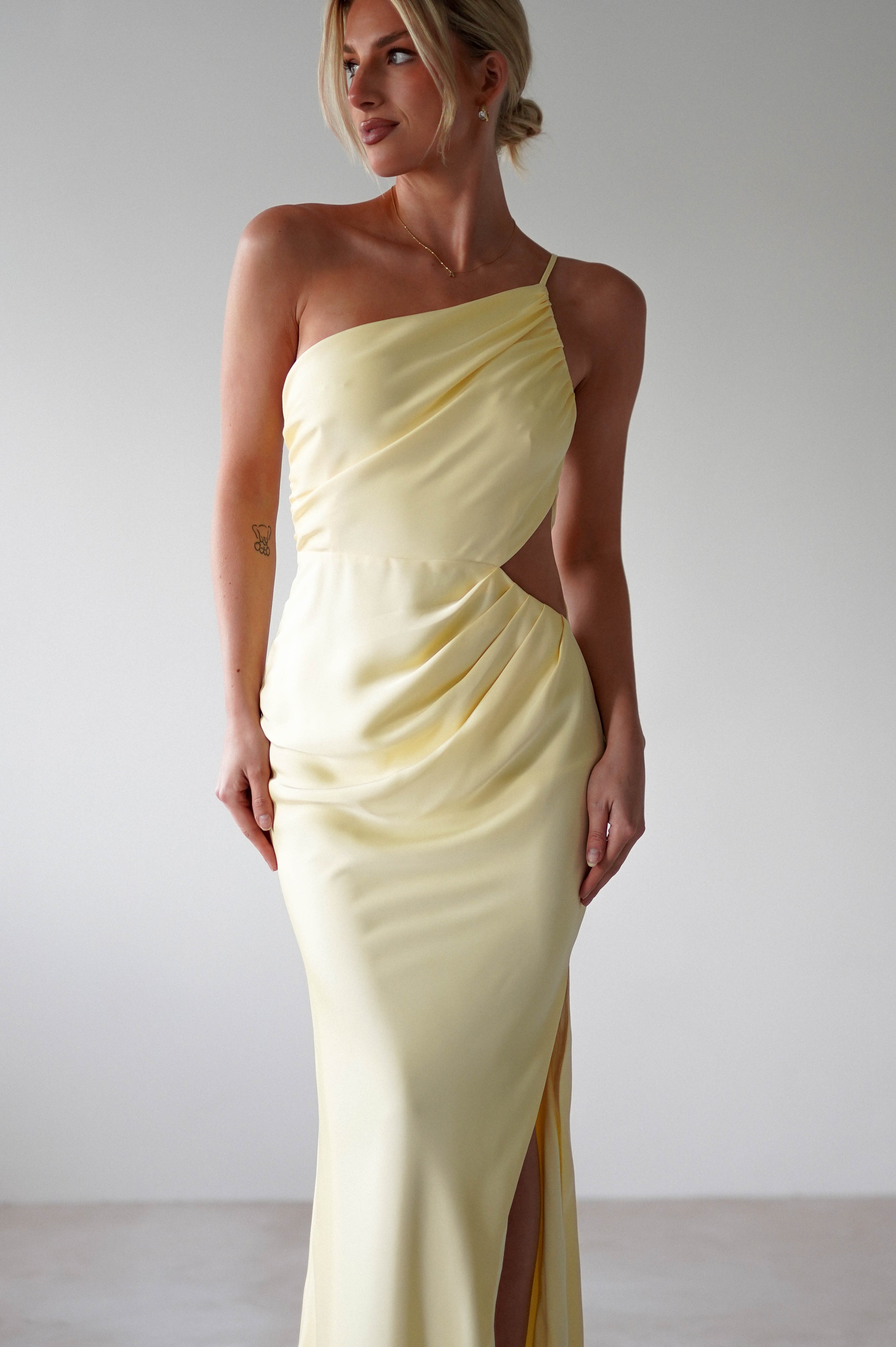 Lyra Soft Matte Satin Maxi Dress | Yellow | Oh Hello Clothing | XS (6)