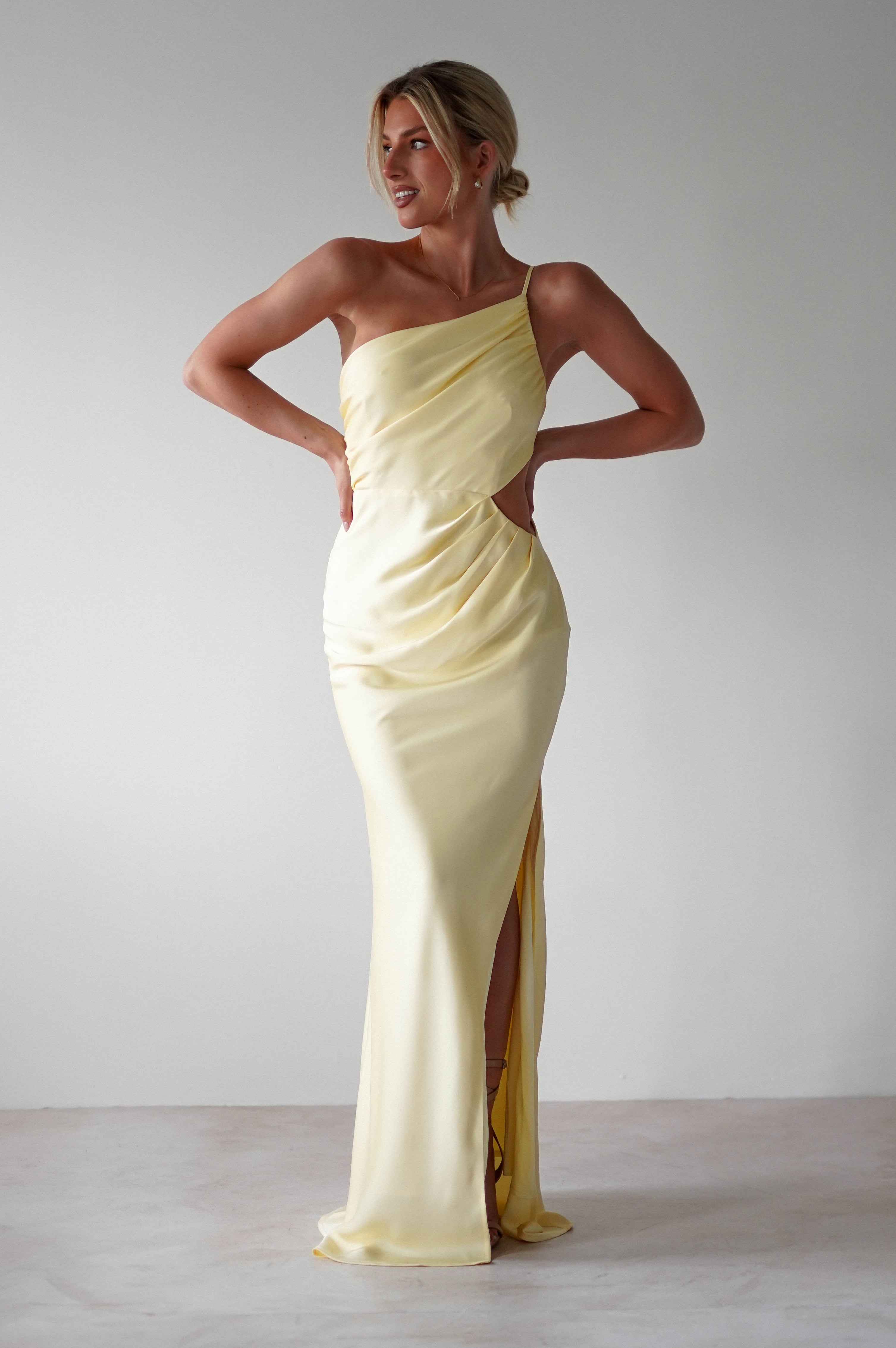 Lyra Soft Matte Satin Maxi Dress | Yellow | Oh Hello Clothing | XS (6)