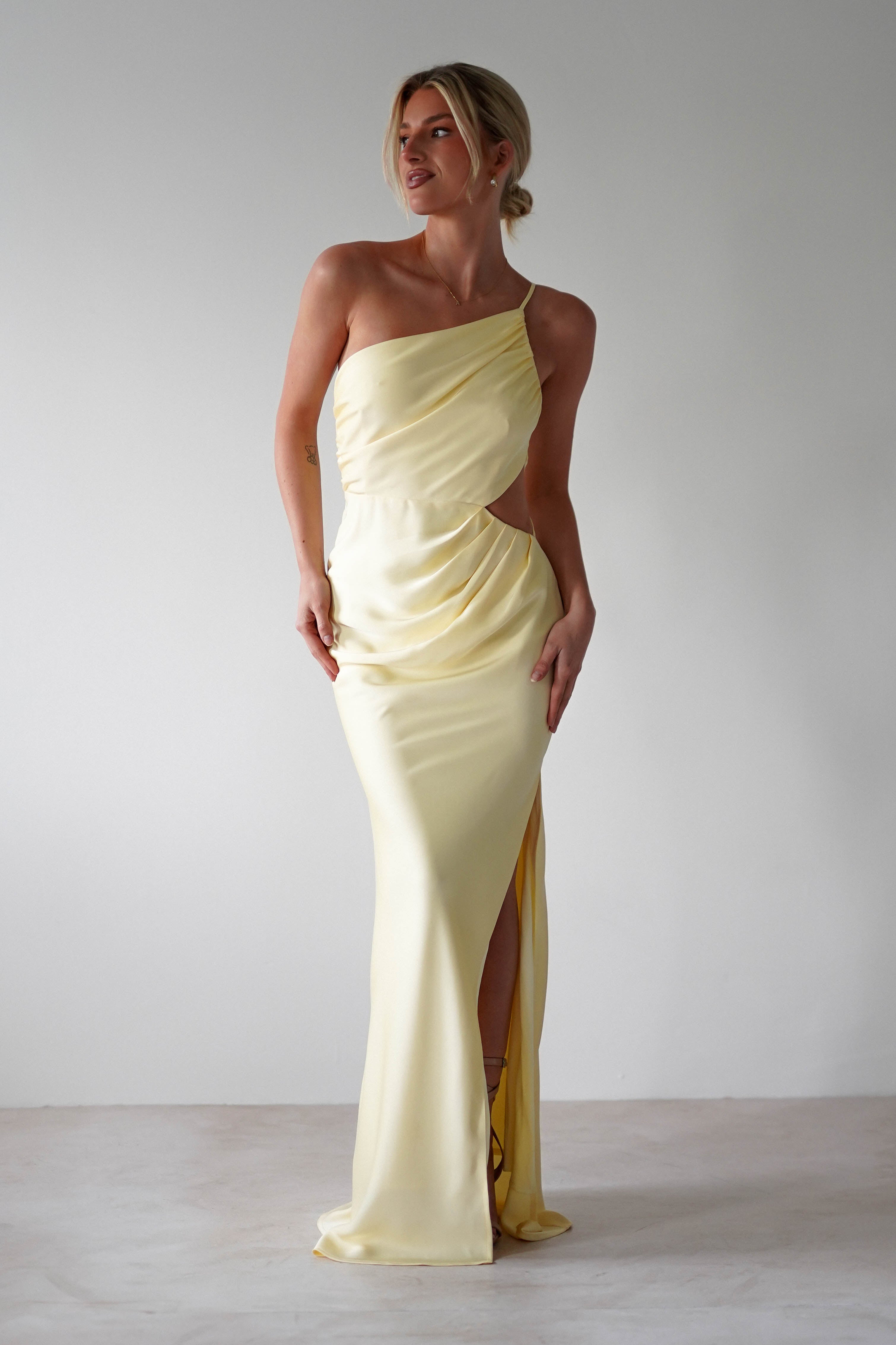 Lyra Soft Matte Satin Maxi Dress | Yellow | Oh Hello Clothing | XS (6)