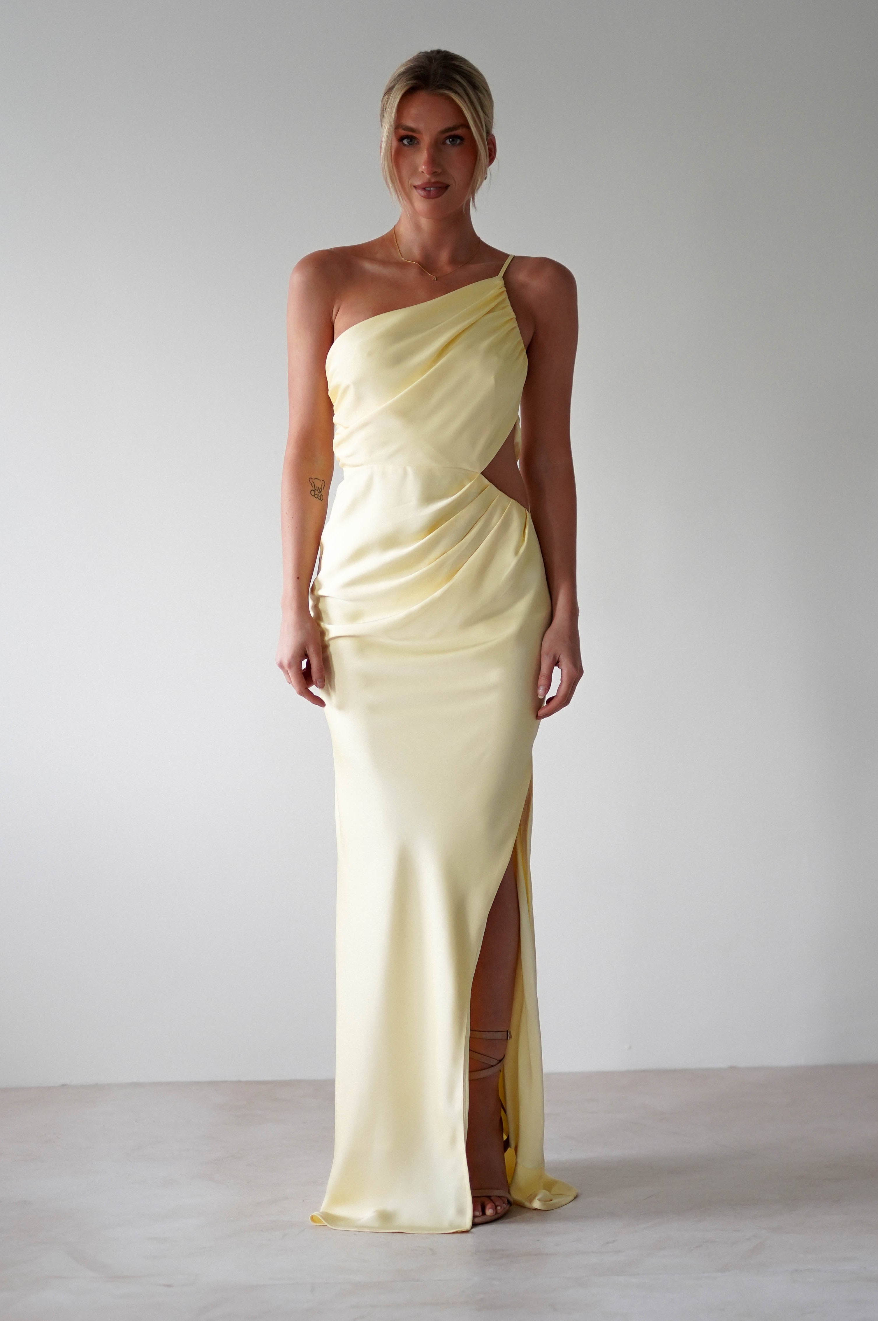Lyra Soft Matte Satin Maxi Dress | Yellow | Oh Hello Clothing | XS (6)