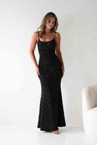 Maria Sequin Bodycon Maxi Gown | Black | Oh Hello Clothing | S (8)