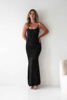 Maria Sequin Bodycon Maxi Gown | Black | Oh Hello Clothing | S (8)