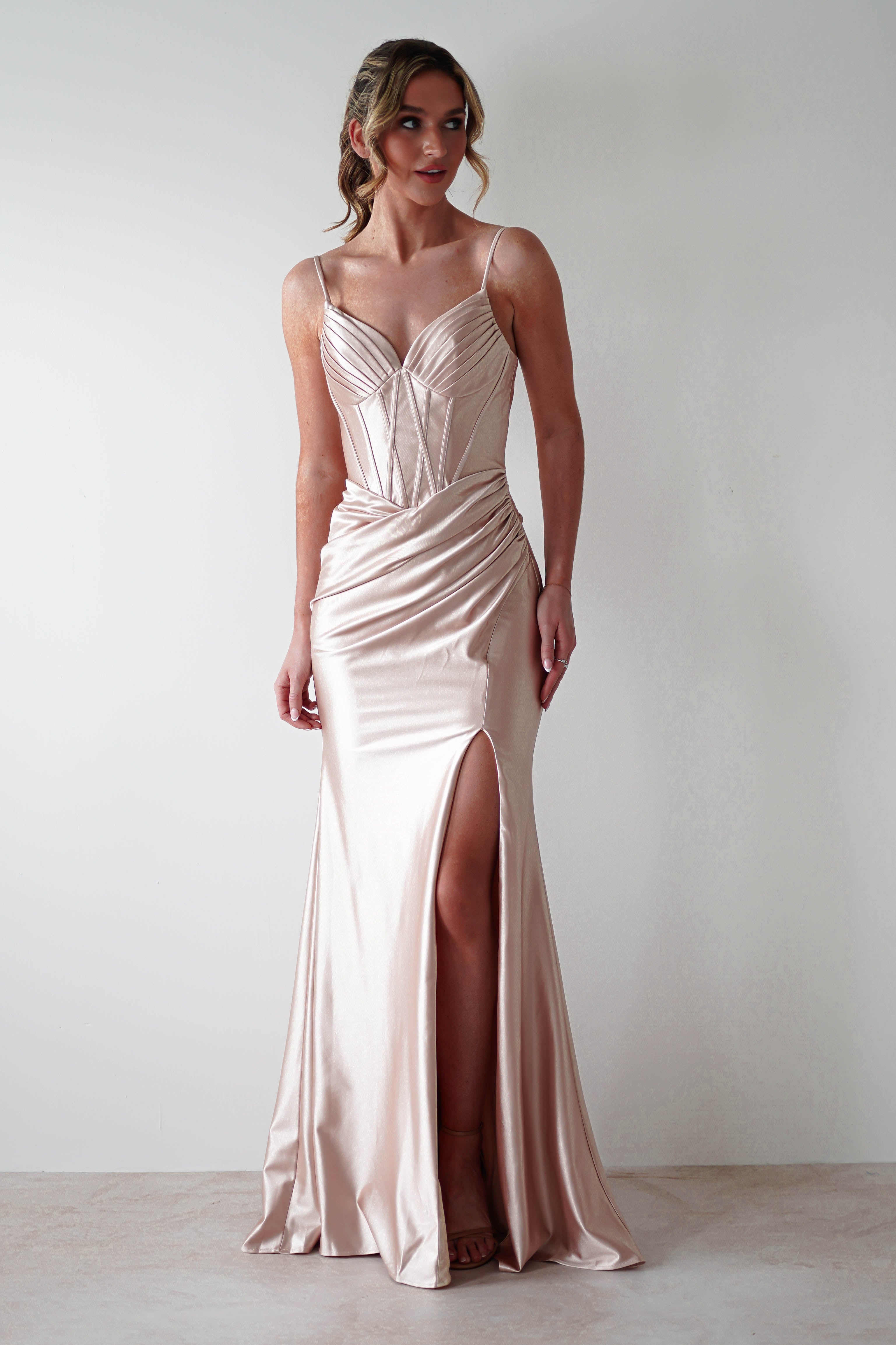 Meaghan Bodycon Gown | Champagne - Oh Hello Clothing