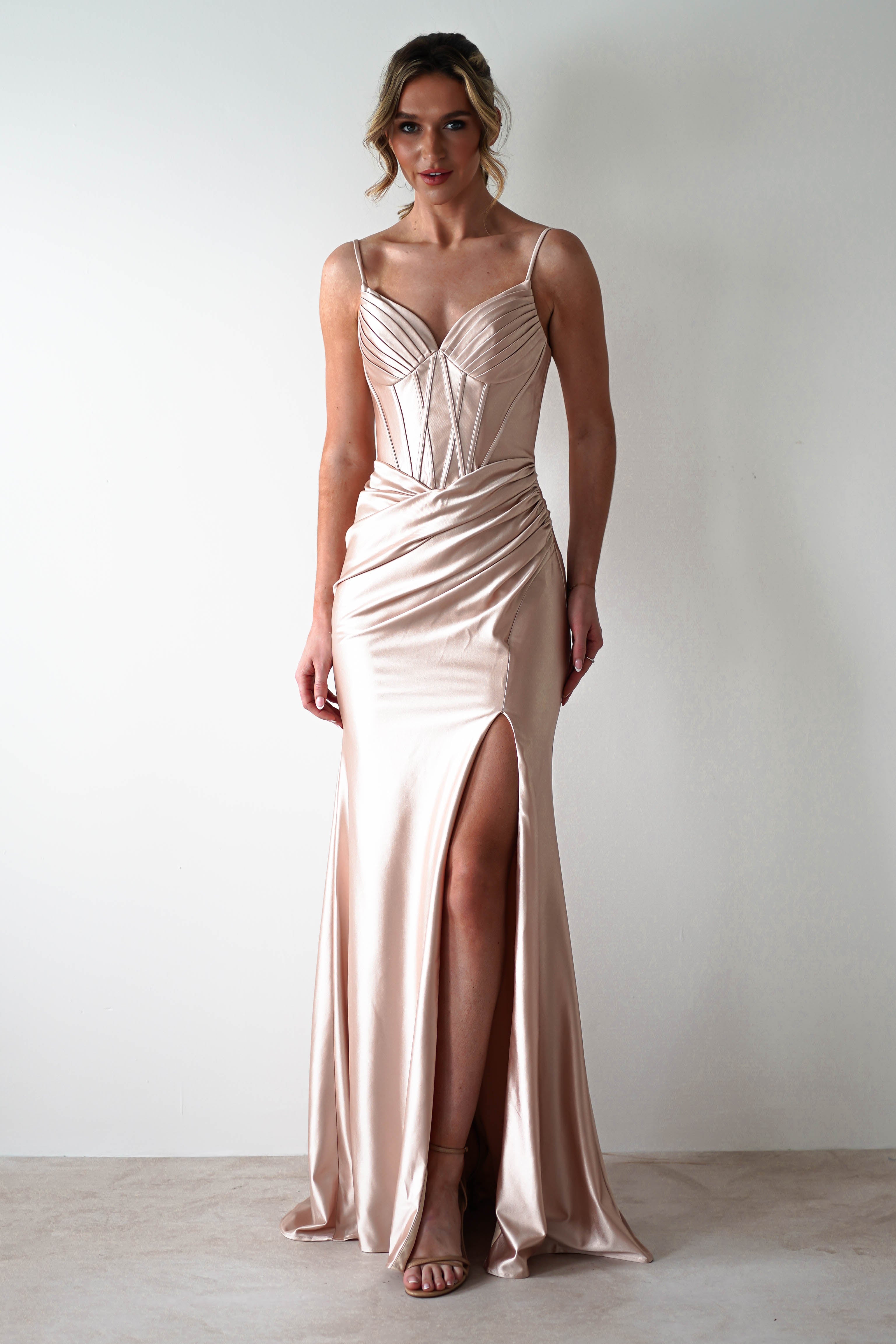 Meaghan Bodycon Gown | Champagne - Oh Hello Clothing