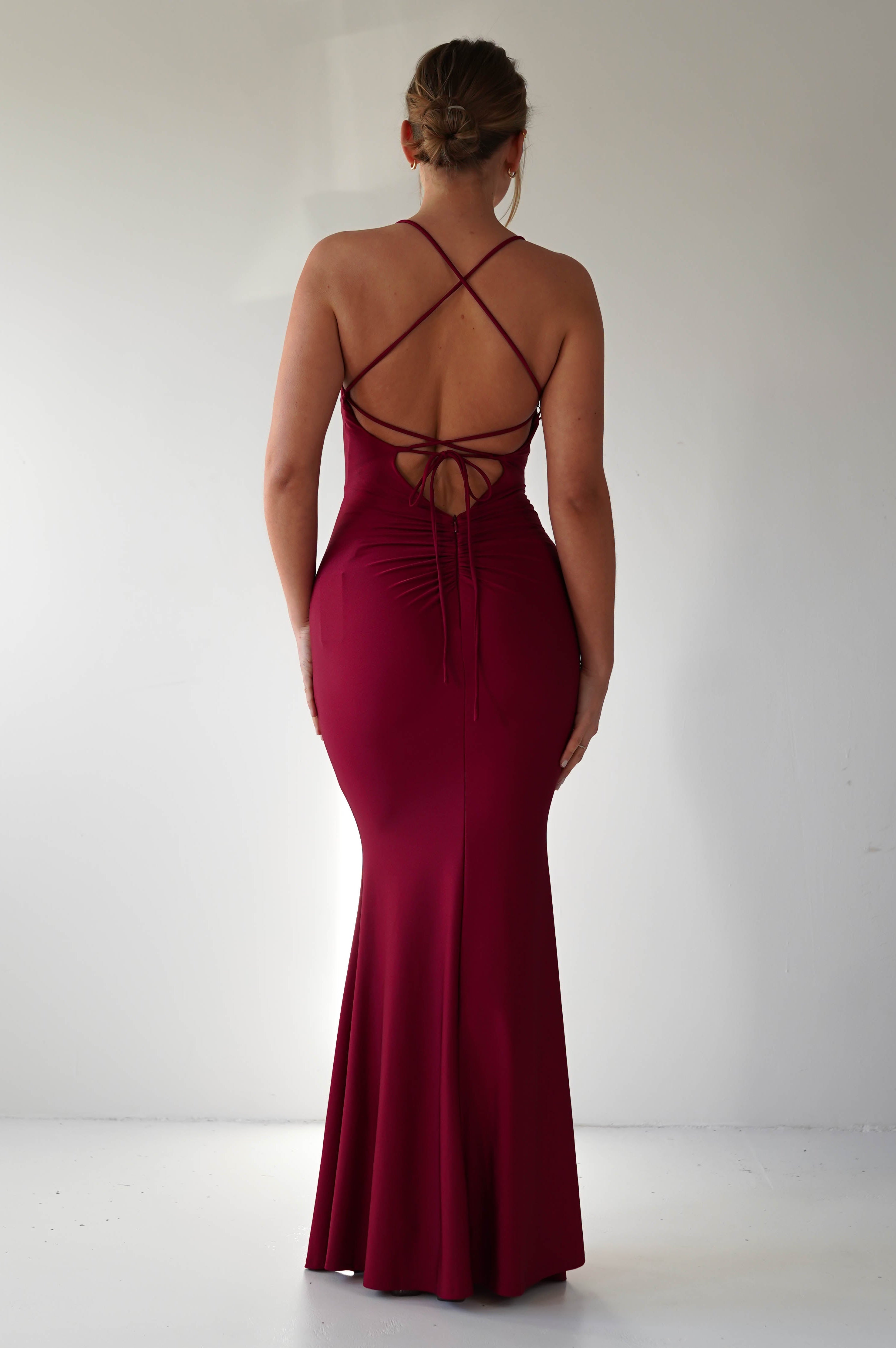 Monette Bodycon Maxi Gown | Burgundy | Oh Hello Clothing | XS (6)