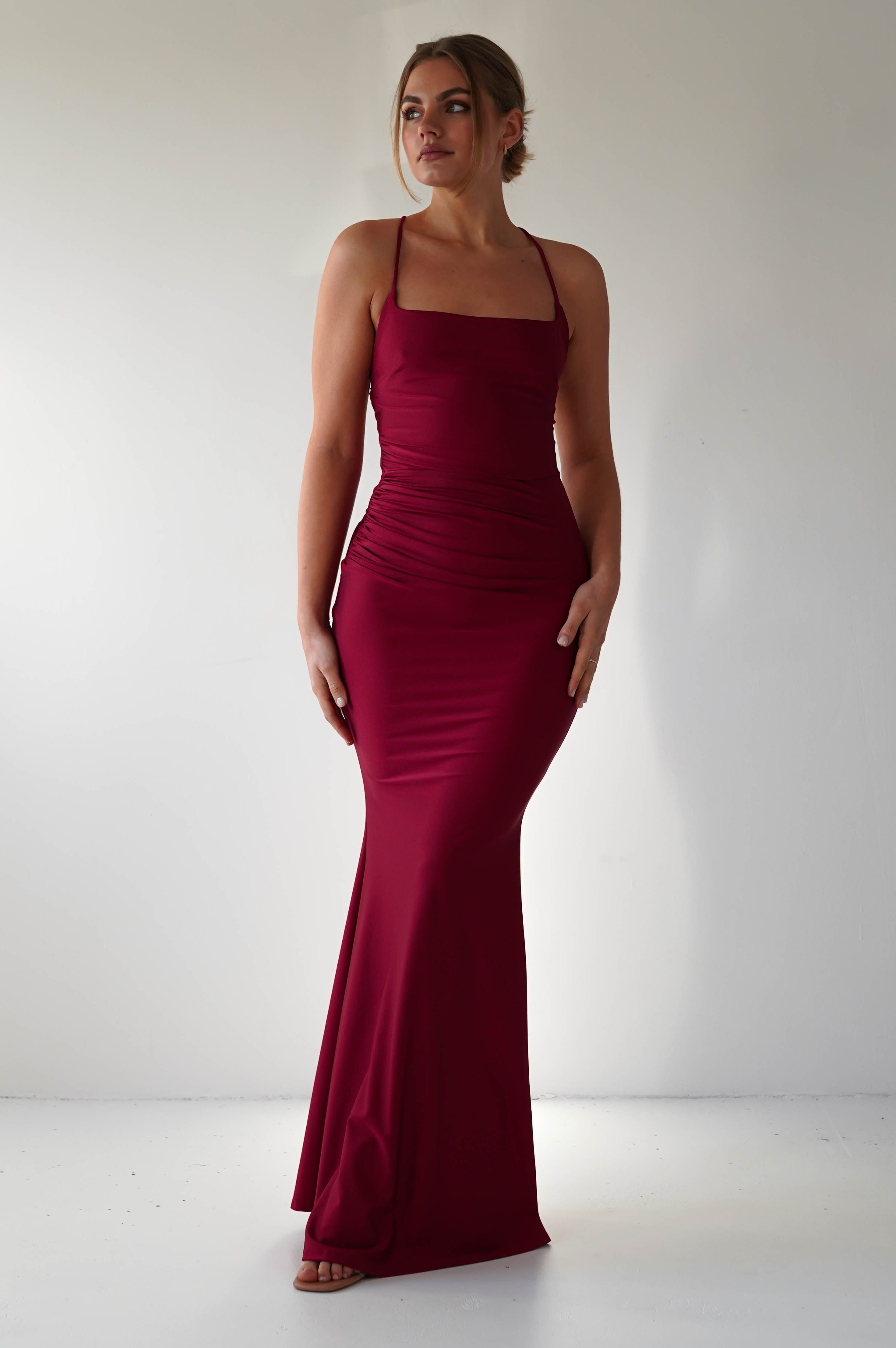 Monette Bodycon Maxi Gown | Burgundy | Oh Hello Clothing | XS (6)