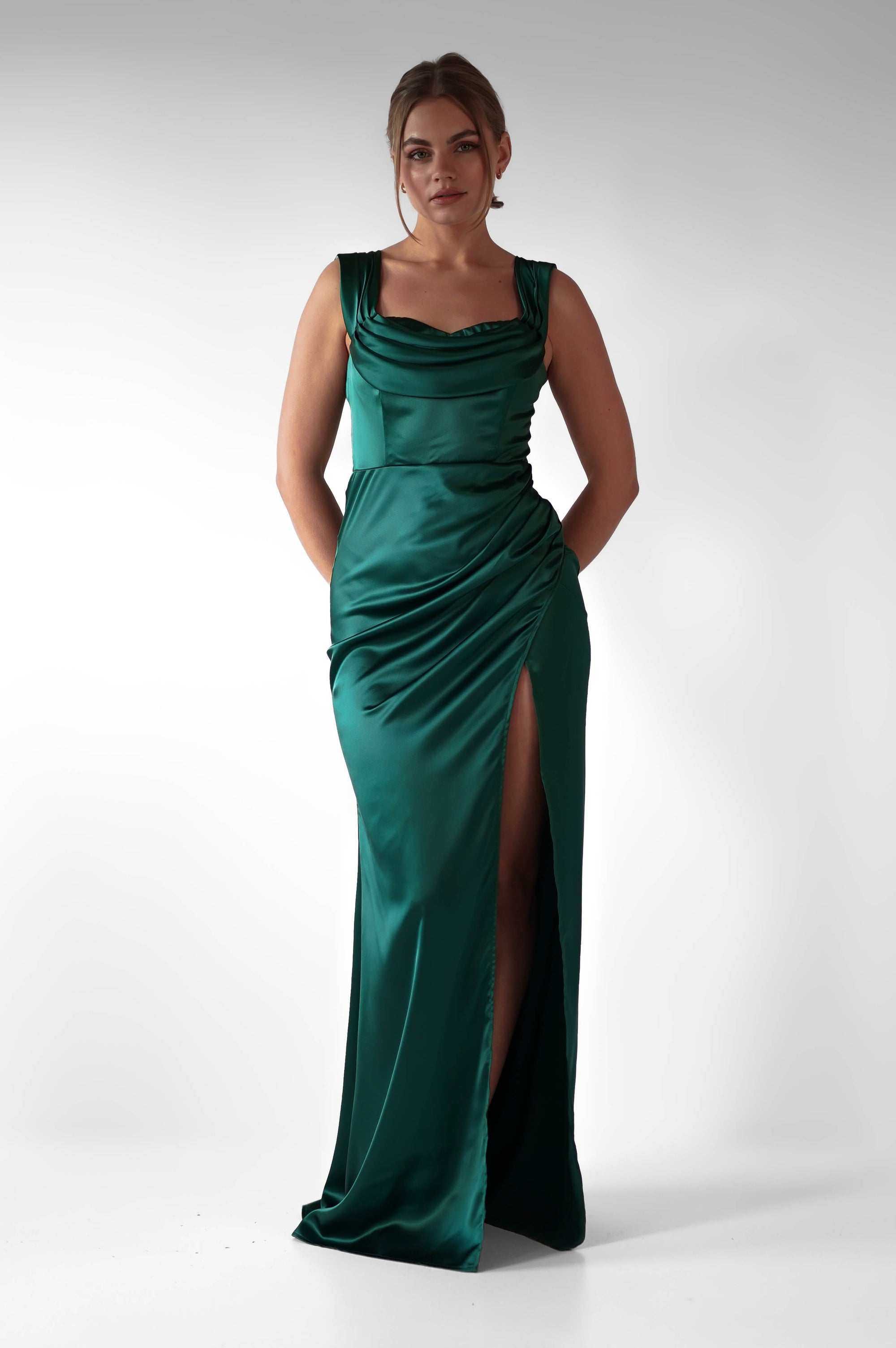 Monica Off The Shoulder Gown | Emerald Green | Oh Hello Clothing | XS (6)