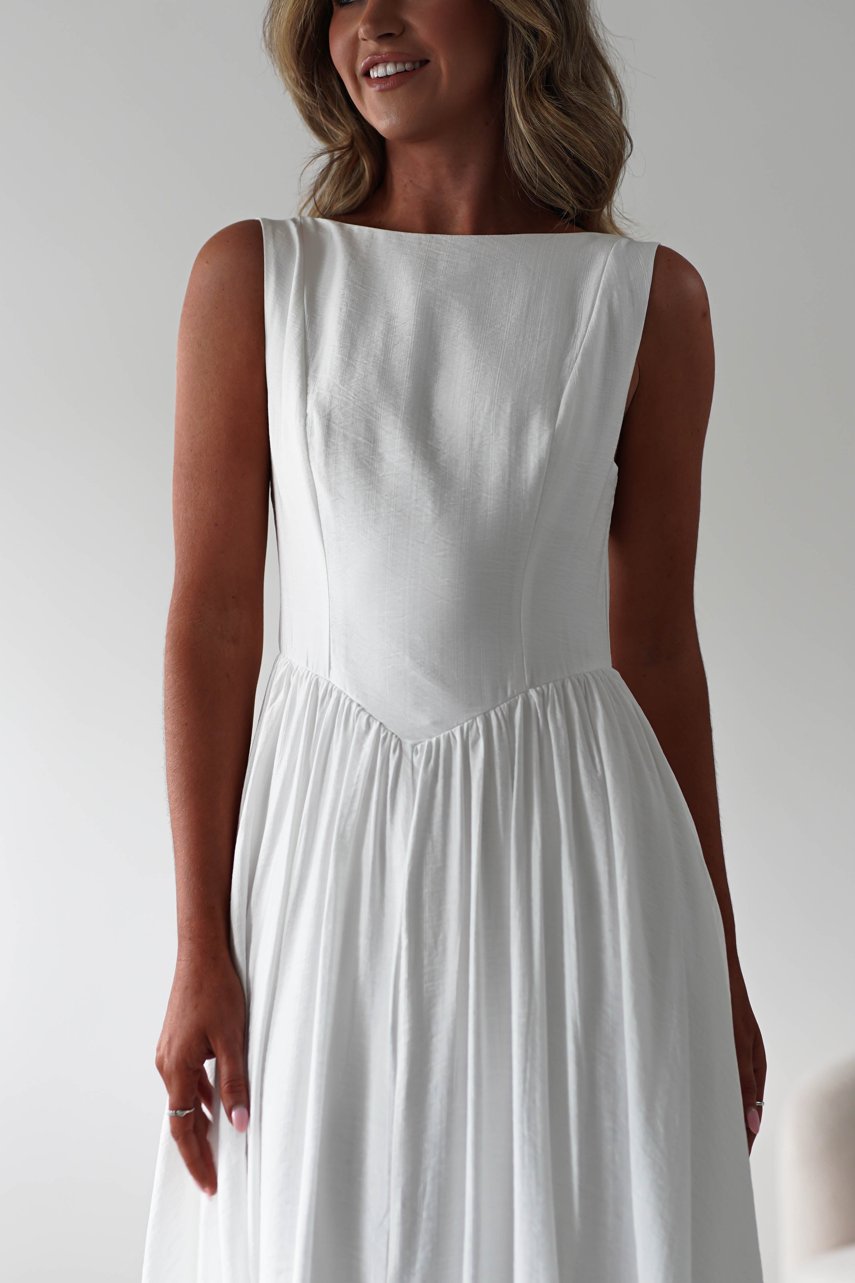 Monroe Skater Midaxi Dress | White | Oh Hello Clothing | XS (6)