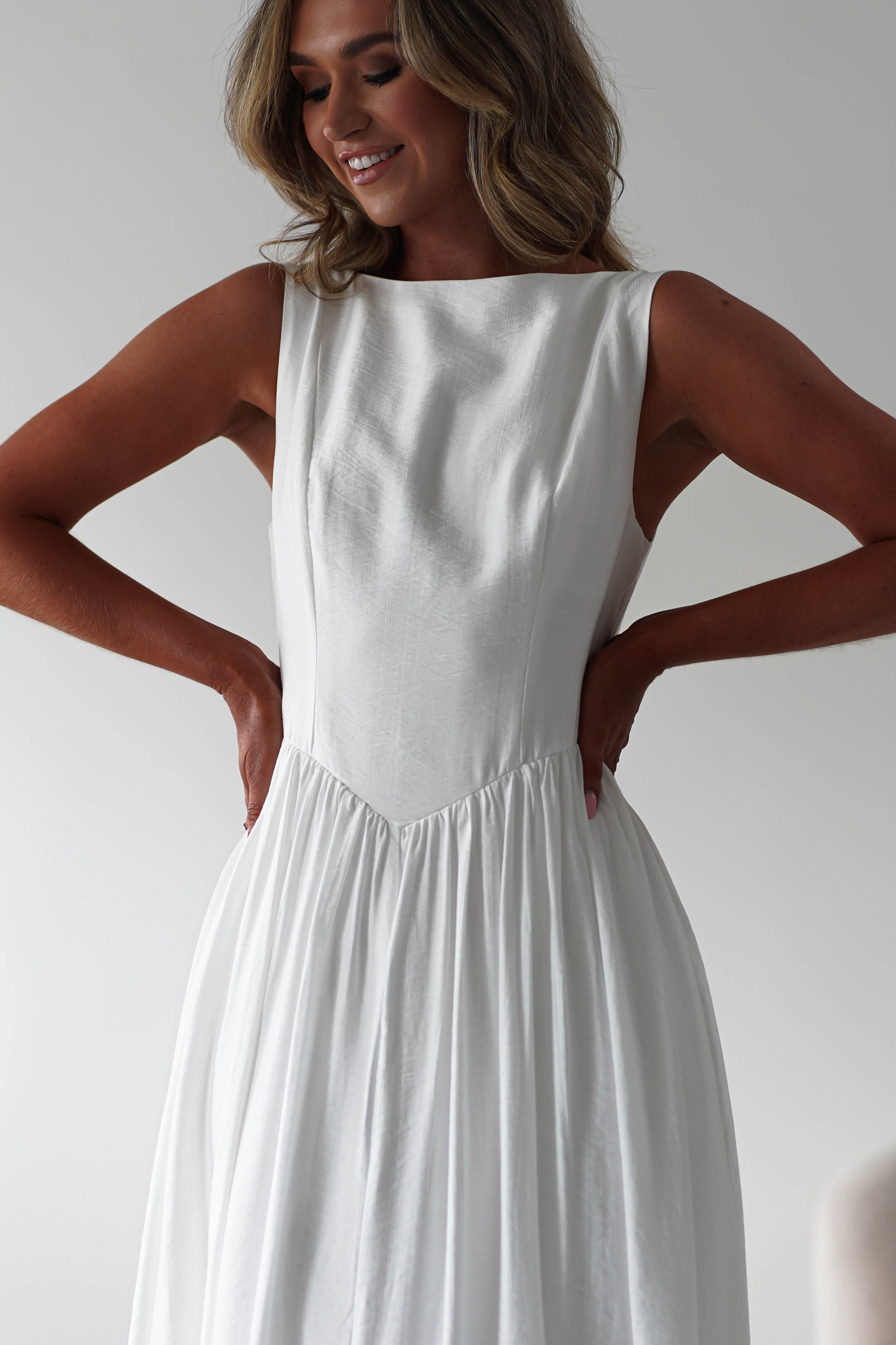 Monroe Skater Midaxi Dress | White | Oh Hello Clothing | XS (6)